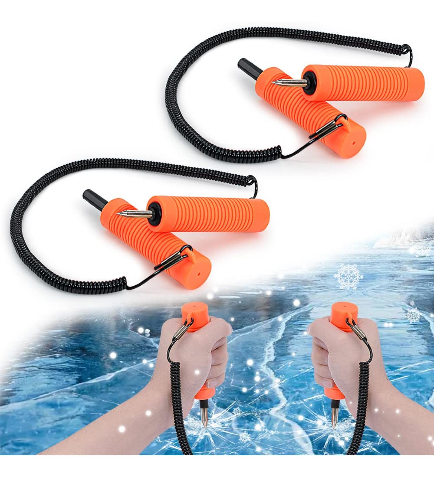 Retractable Ice Awls Kit - Ice Fishing Safety Picks Tool with Flexible Tips - Portable Emergency Gear for Skating and Walking on Ice (2 Pack) - Buy Online on SooperMarket.com