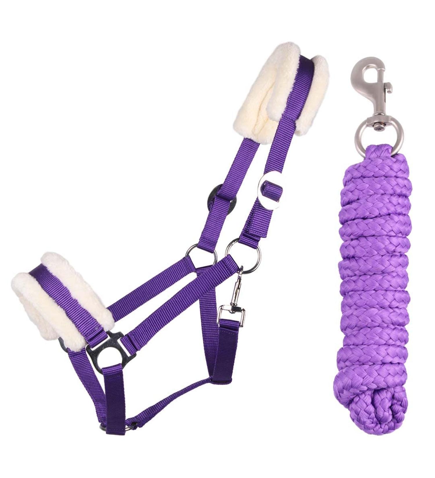 QHP halter set beginner faux fur padding halter + lead rope snap hook (Shetty Passion Flower) Shetty passion flower