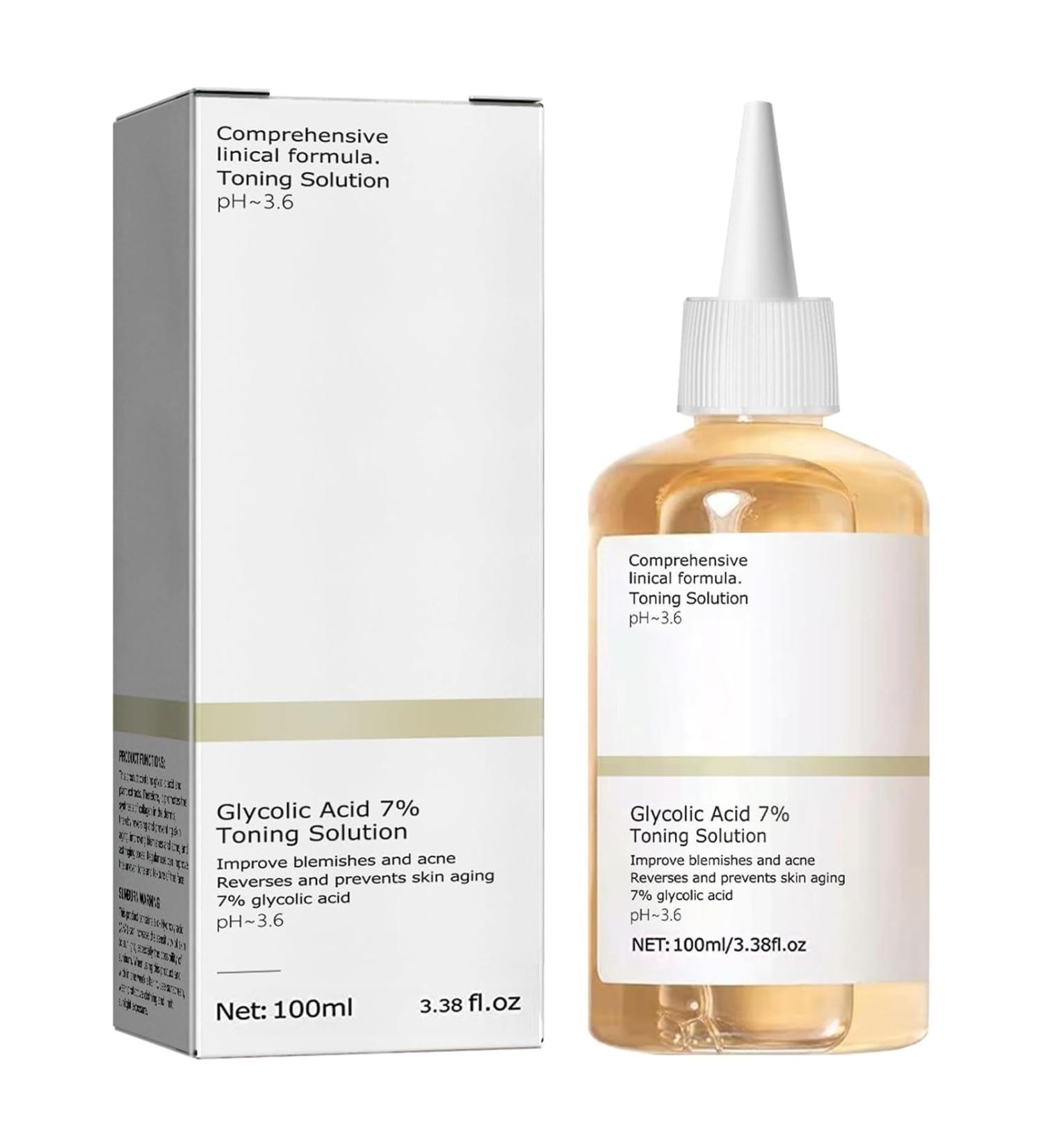 Glycolic Acid 7% Toning Solution Hydrating Toner for Face Glycolic Acid Skin Toner Smoothing Face Toner Facial Exfoliation for Blemishes and Acne Facial Moisturizer-Repair Damage Skin (100ml) - Buy Online on SooperMarket.com