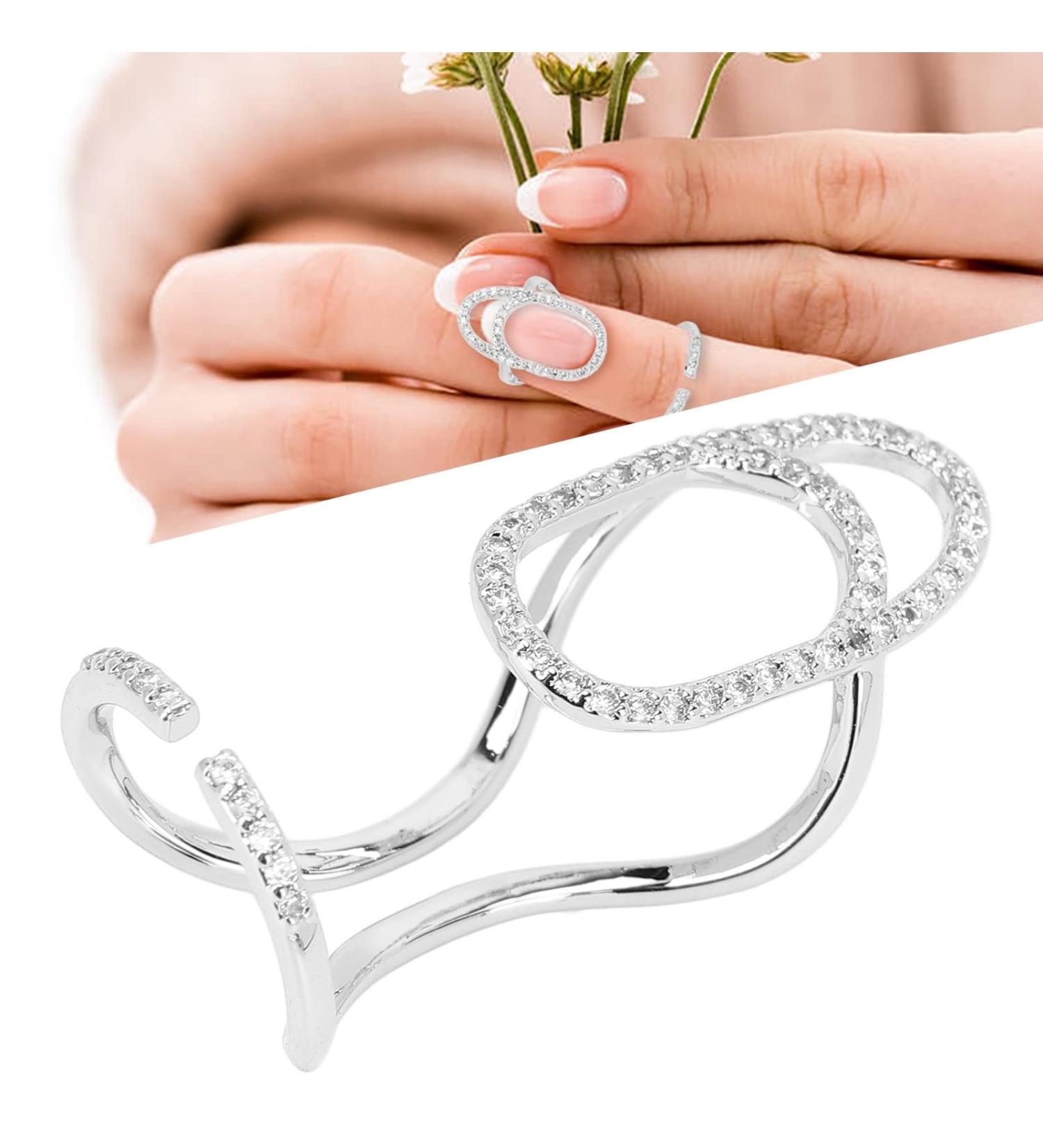 Fingernail Opening Rings Nail Decoration Finger Tip Rings Adjustable Fashionable Fingernail Jewelry Decorations Fingernail Protective Fingernail Opening Ring BandsRings(3048 Platinum) - Buy Online on SooperMarket.com