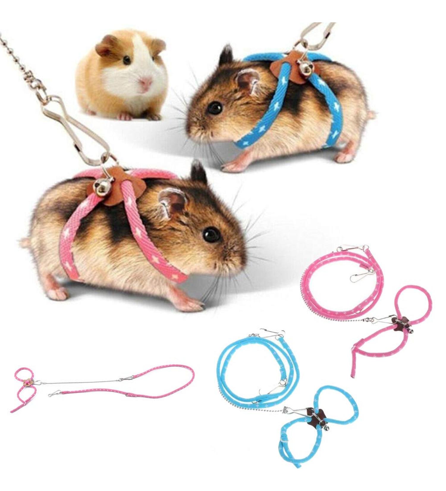 zhuangyulin 6 1PC Hamster Harness Rope Pet Hamster Harness Lovely Adjustable Pet Rat Mouse Hamster Harness Rope Ferret Finder Lead Leash with Bell Blue Small - Buy Online on SooperMarket.com