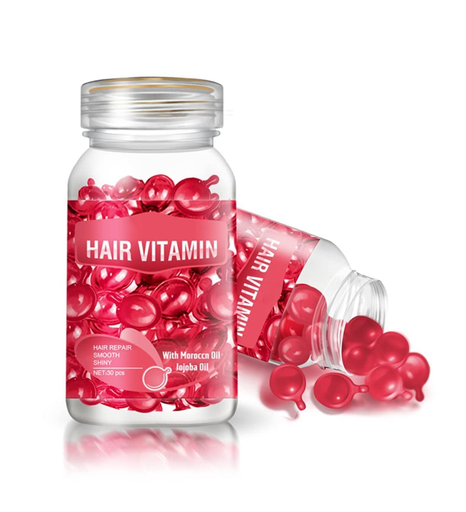 Hair Vitamin Serum Capsule - 30 Capsules (Red) | Vitamin Enriched Hair Growth Oil for Deep Condition and Repair of Dry or Damaged Hair - Buy Online on SooperMarket.com