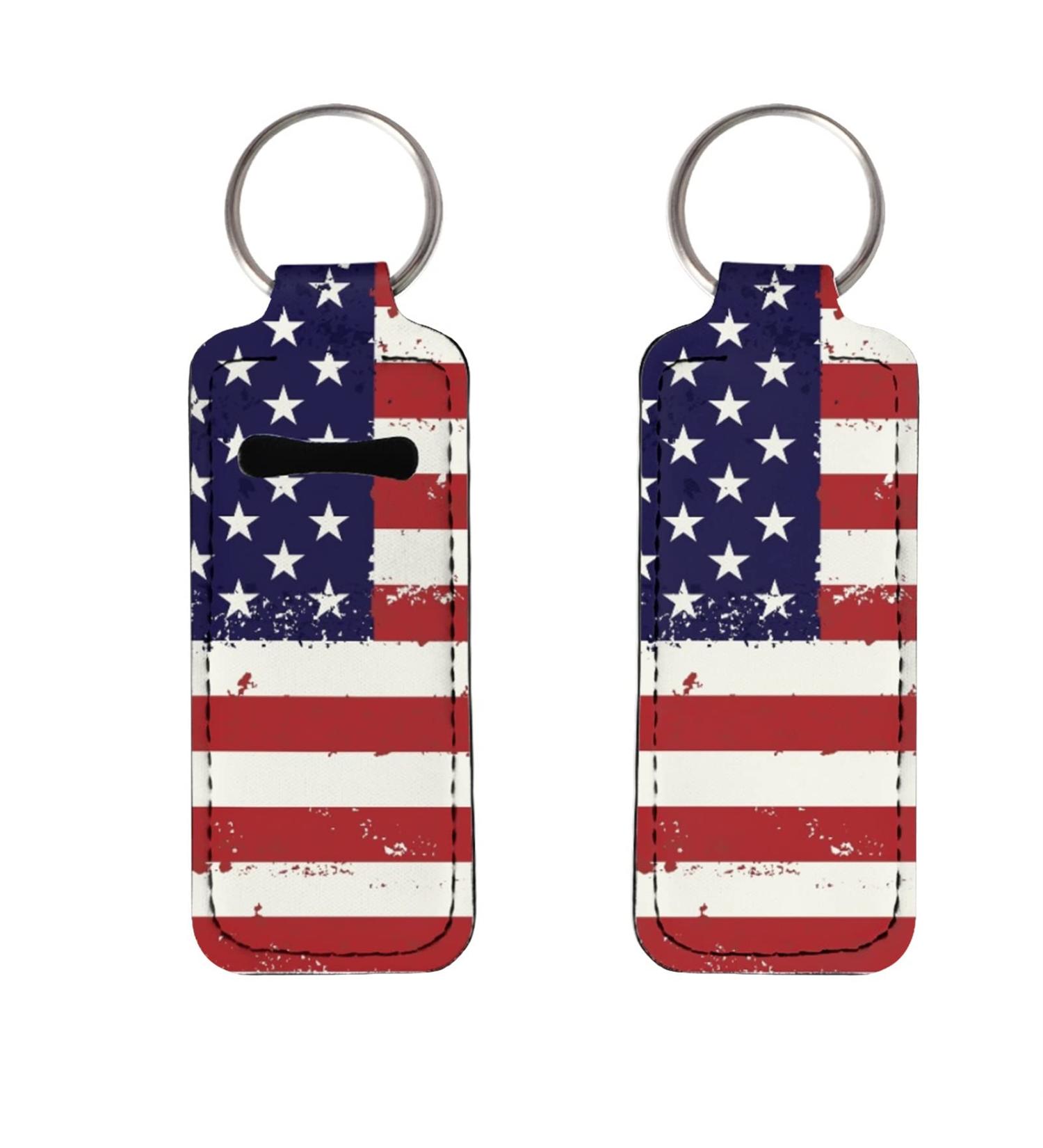 SCRAWLGOD 2Pcs Chapstick Keychain Holder - American Flag Lip Balm Holder - Buy Online on SooperMarket.com