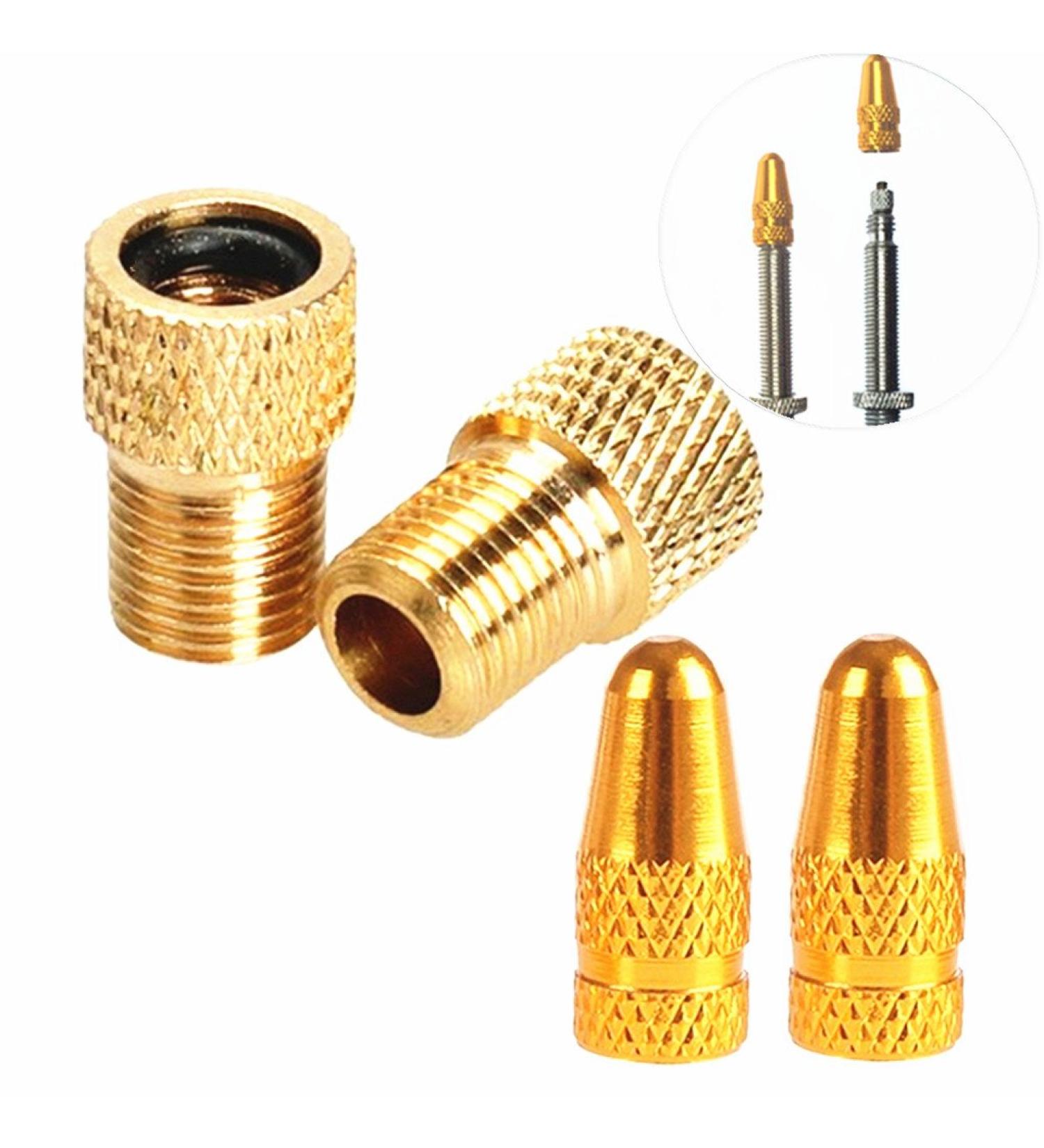 Osymoker Anodized Alloy Presta Valve Caps + Copper Presta to Schrader Adaptor for Bike, Car, Tube Pump - Premium Valve Converter Tools - Buy Online on SooperMarket.com