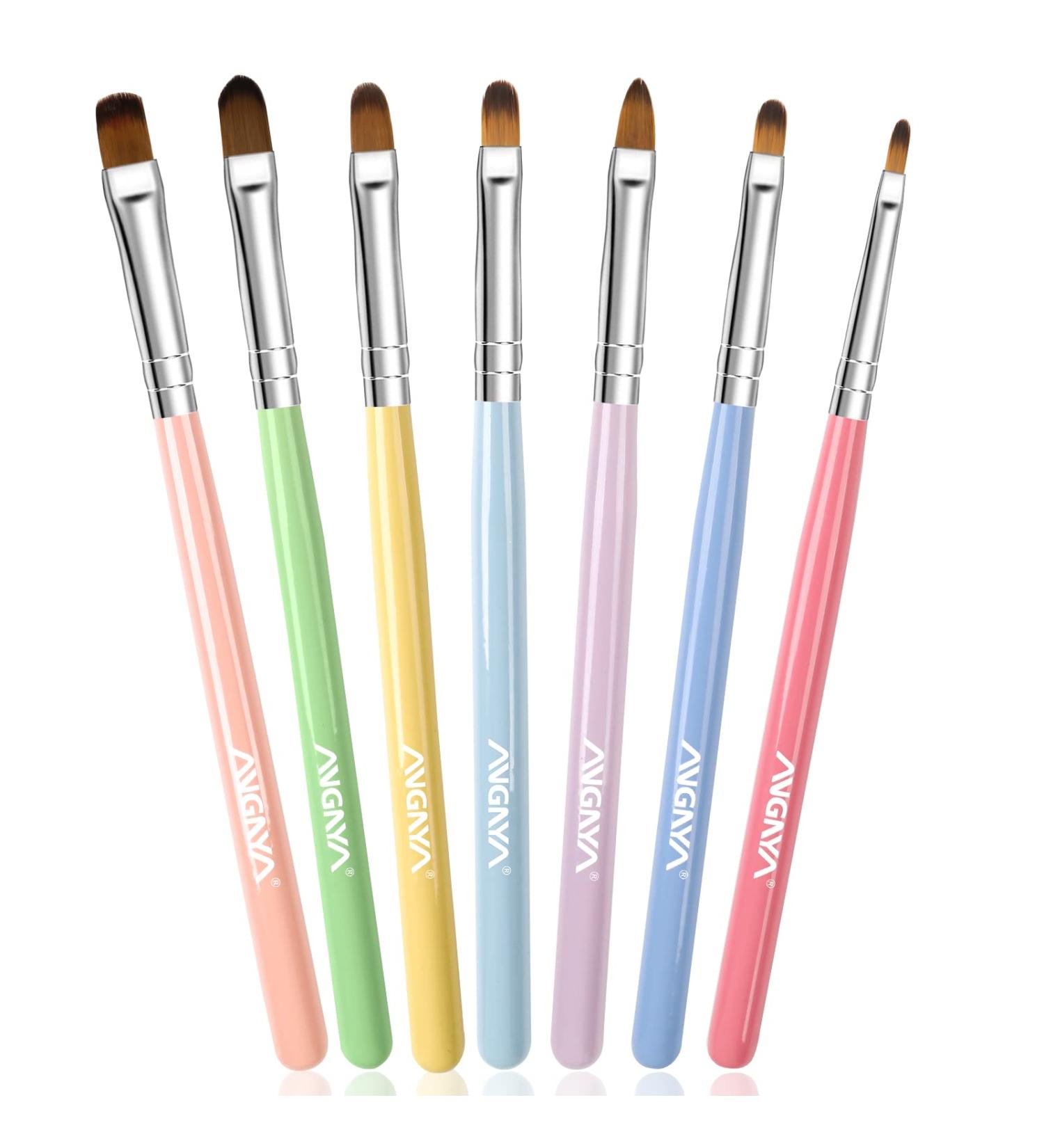 ANGNYA 7Pcs Nail Art Brush Set - Gel Nail Brushes for Nail Art Design and Painting - Ideal for Poly Gel and Acrylic Application - 7 Colors Available - Buy Online on SooperMarket.com