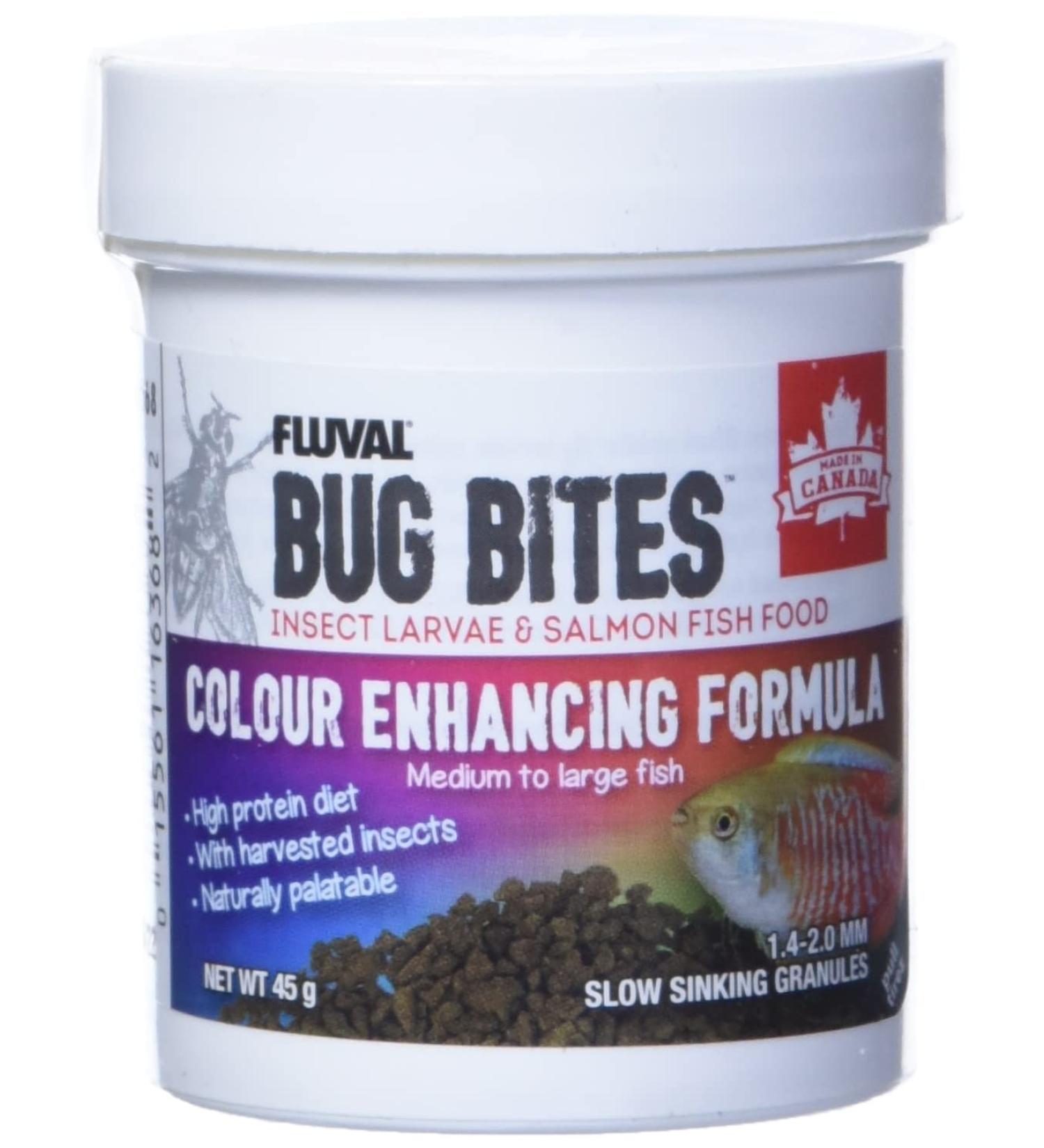 Nutrafin Bug Bites Colour Enhancing Formula Medium to Large Fish 1.4-2.0 mm granules - 45 g - Buy Online on SooperMarket.com