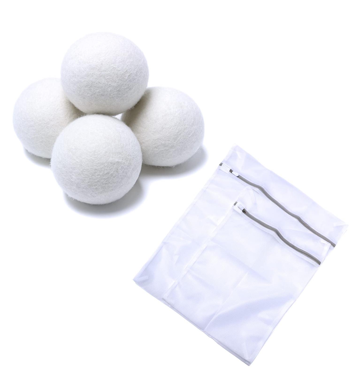 Hoappa 4Pcs 3 inches Wool Dryer Balls and 2 Pack Mesh Laundry Bags in 2 Sizes ( 12 x 16 inches 16 x 20 inches ) - Buy Online on SooperMarket.com