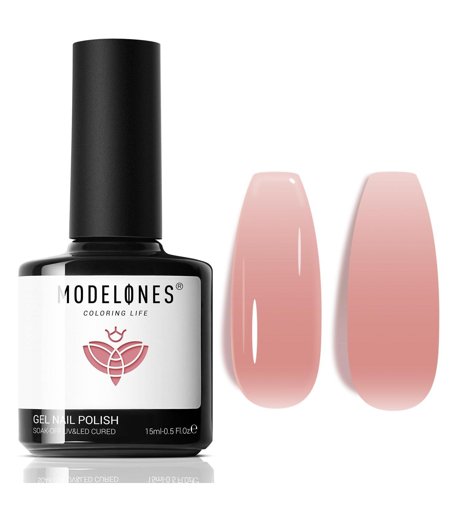 Modelones Jelly Gel Nail Polish 15ML Sheer Light Pink Translucent Sheer Nude Colors Neutral Skin Tone Gel Polish Soak off U V LED Cured at Home Salon DIY French Manicure Nails Art Jelly Nude Pink - Buy Online on SooperMarket.com
