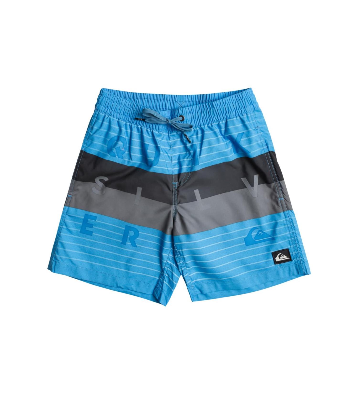 Quiksilver Boys Word Block Volley Youth 15 Boardshorts - XS Blue | Shop Internationally - Buy Online on SooperMarket.com