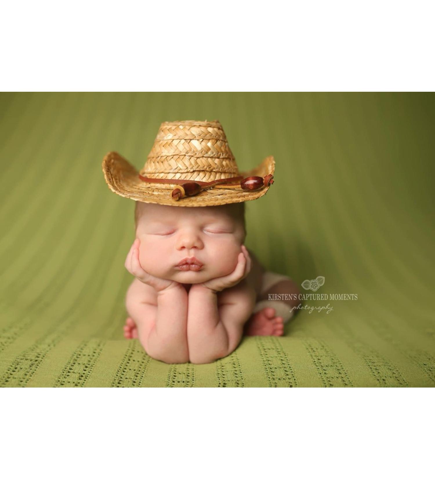 AMOS and SAWYER Newborn Straw Cowboy Hat - Perfect for Newborn Photography Prop - Buy Online on SooperMarket.com
