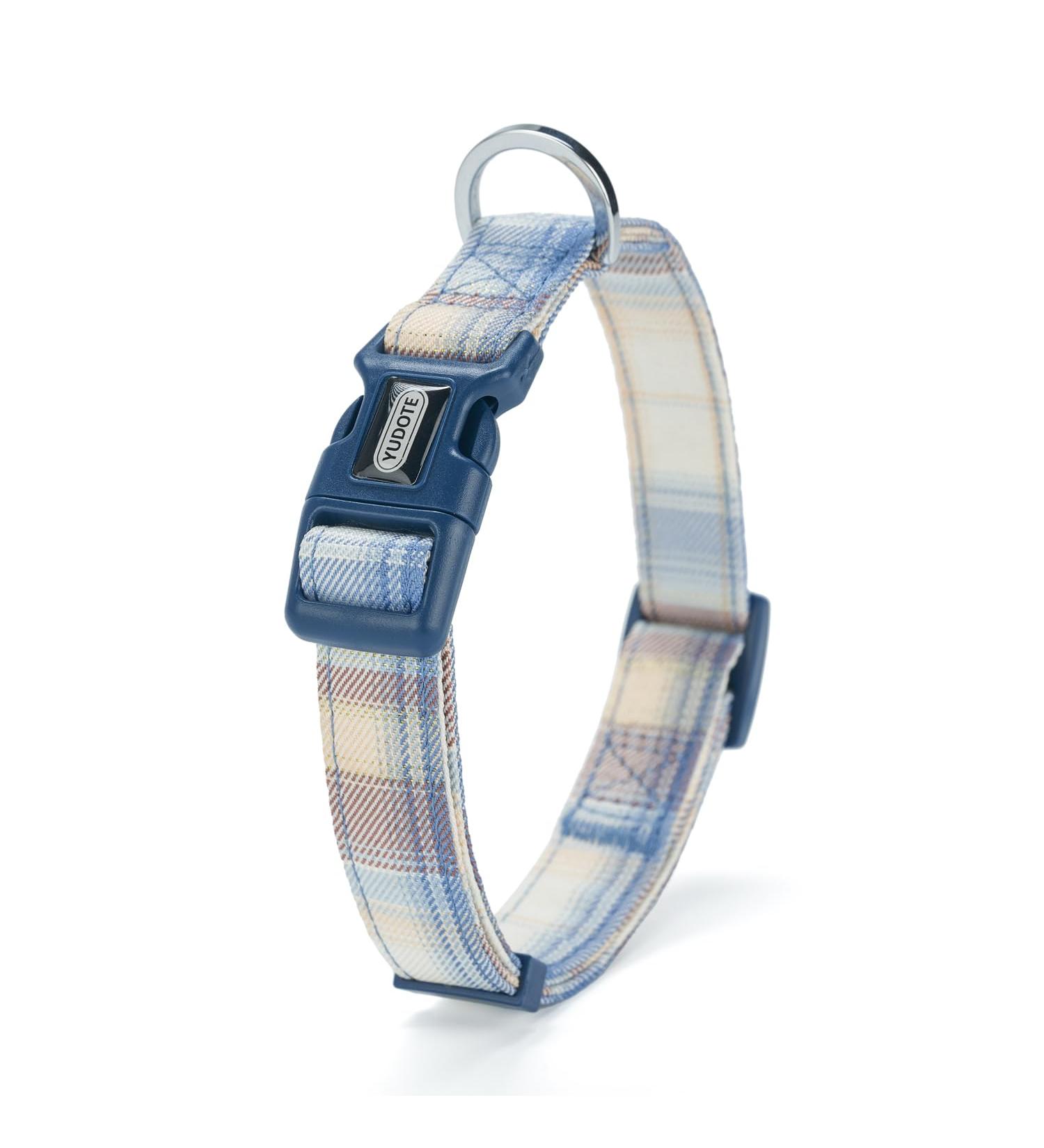 Yudote Soft Dog Collar - Checkered Blue Plaid for Small Dogs with Sensitive Skin | 1-Pack - Buy Online on SooperMarket.com