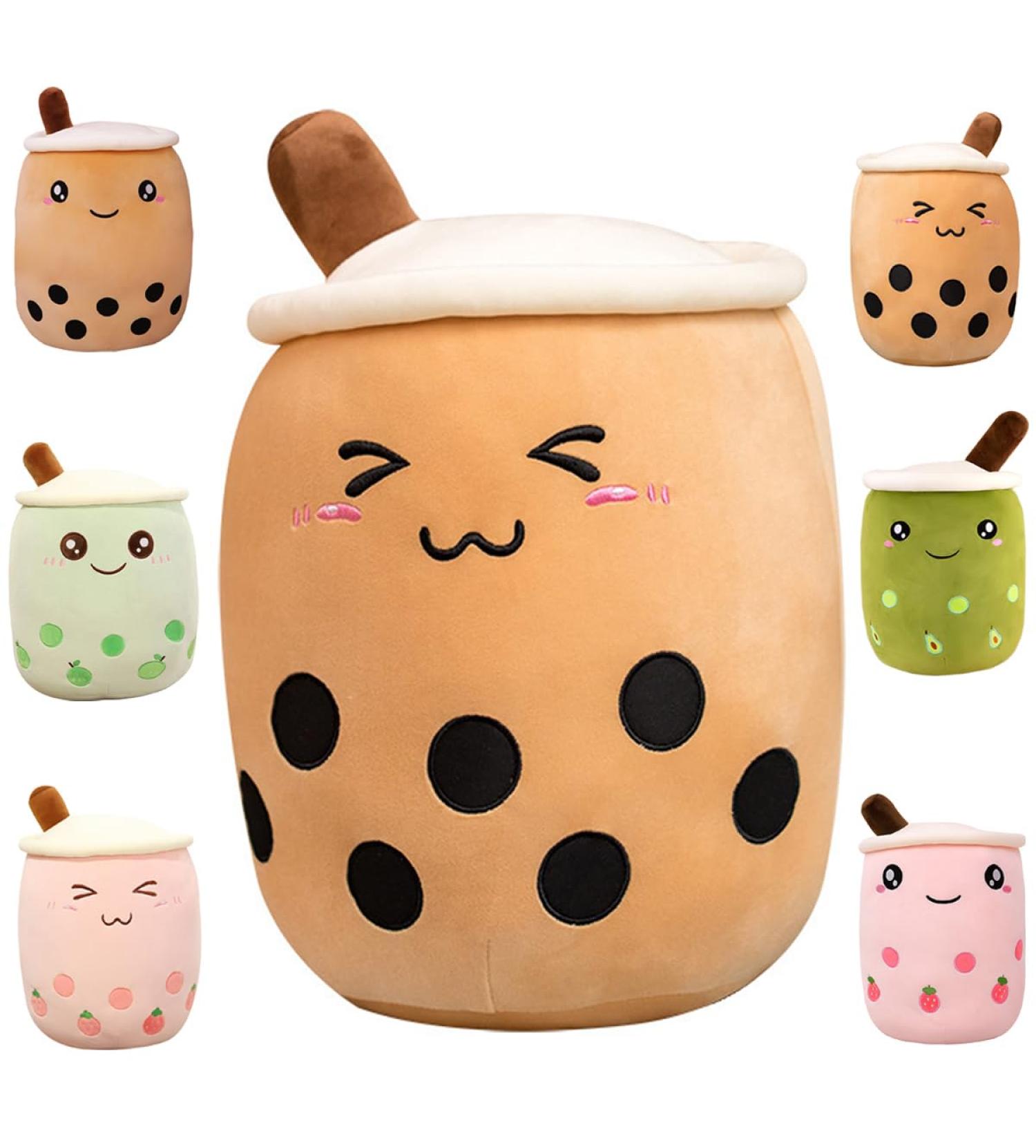Kekeso Boba Plush Pillow - 50cm Brown Small Eyes Stuffed Toy, Bubble Tea Hugging Cushion - Buy Online on SooperMarket.com