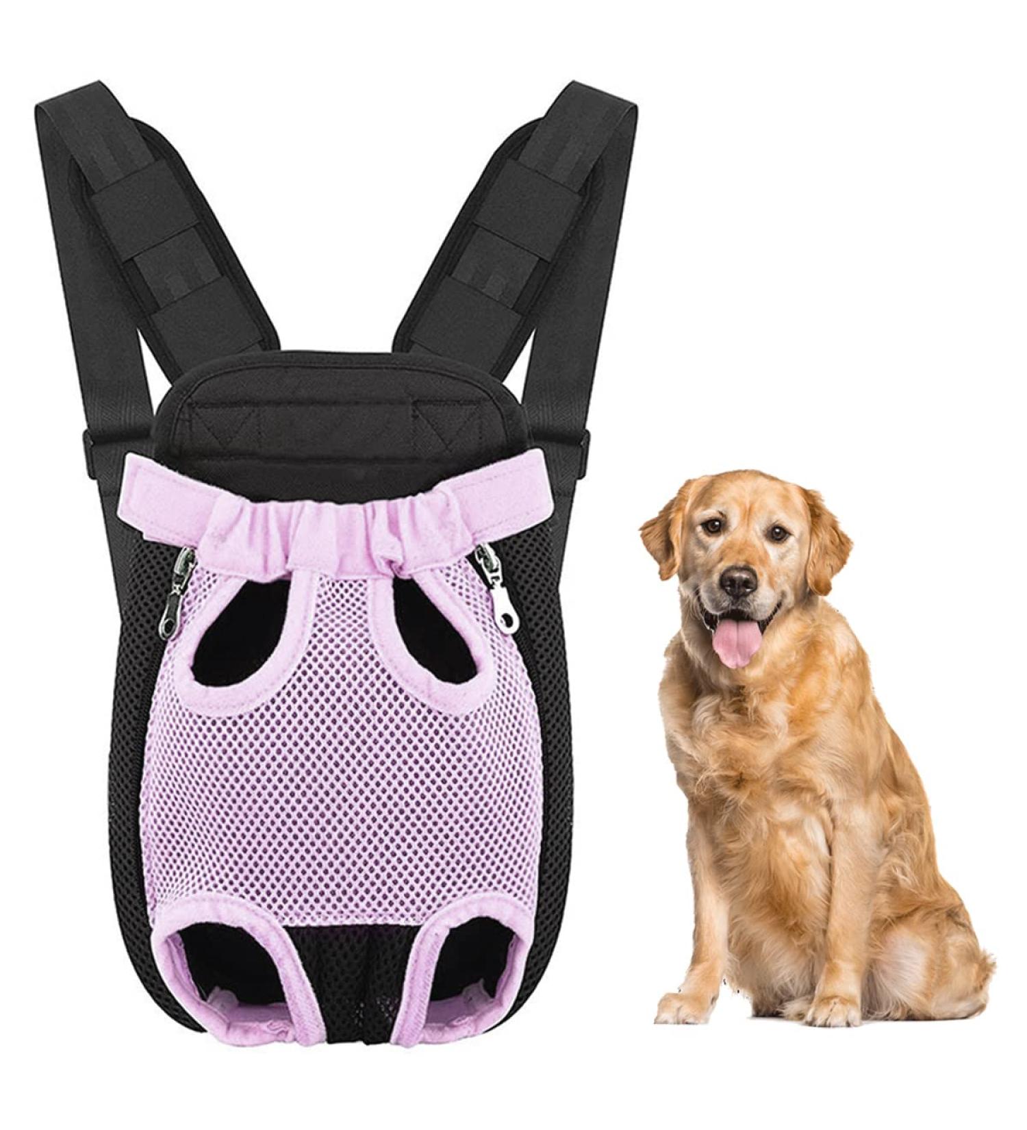 Pet Carrier Backpack Adjustable Dog Front Carriers Dog Slings for Safety Travel Easy Fit for Hiking Camping Travelling for Small Medium Large Dogs Puppies M Pink - Buy Online on SooperMarket.com