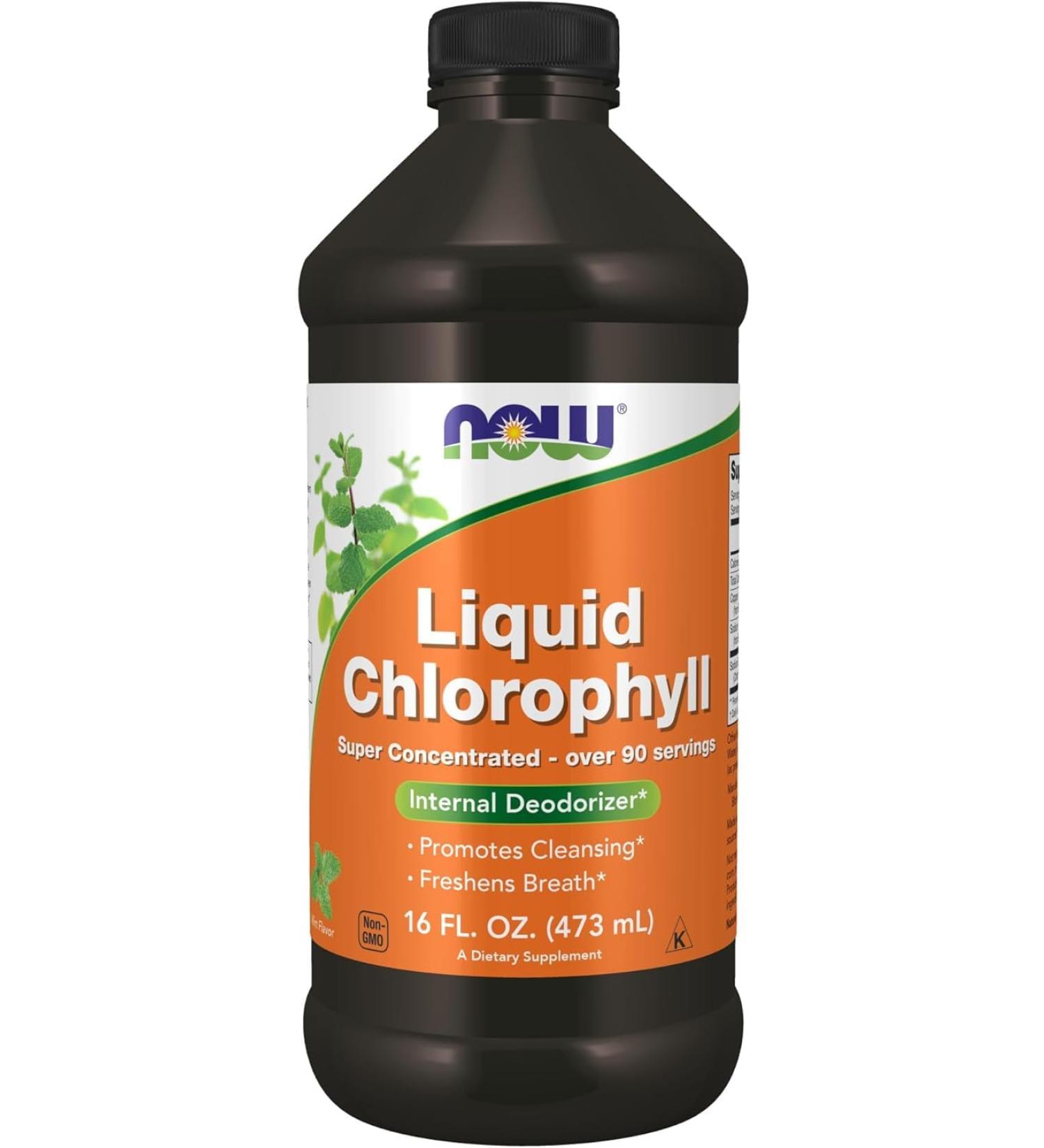 NOWs Supplements Liquid Chlorophyll Super Concentrated Internal Deodorizer Boost Energy Mint Flavor 473 ml - Buy Online on SooperMarket.com
