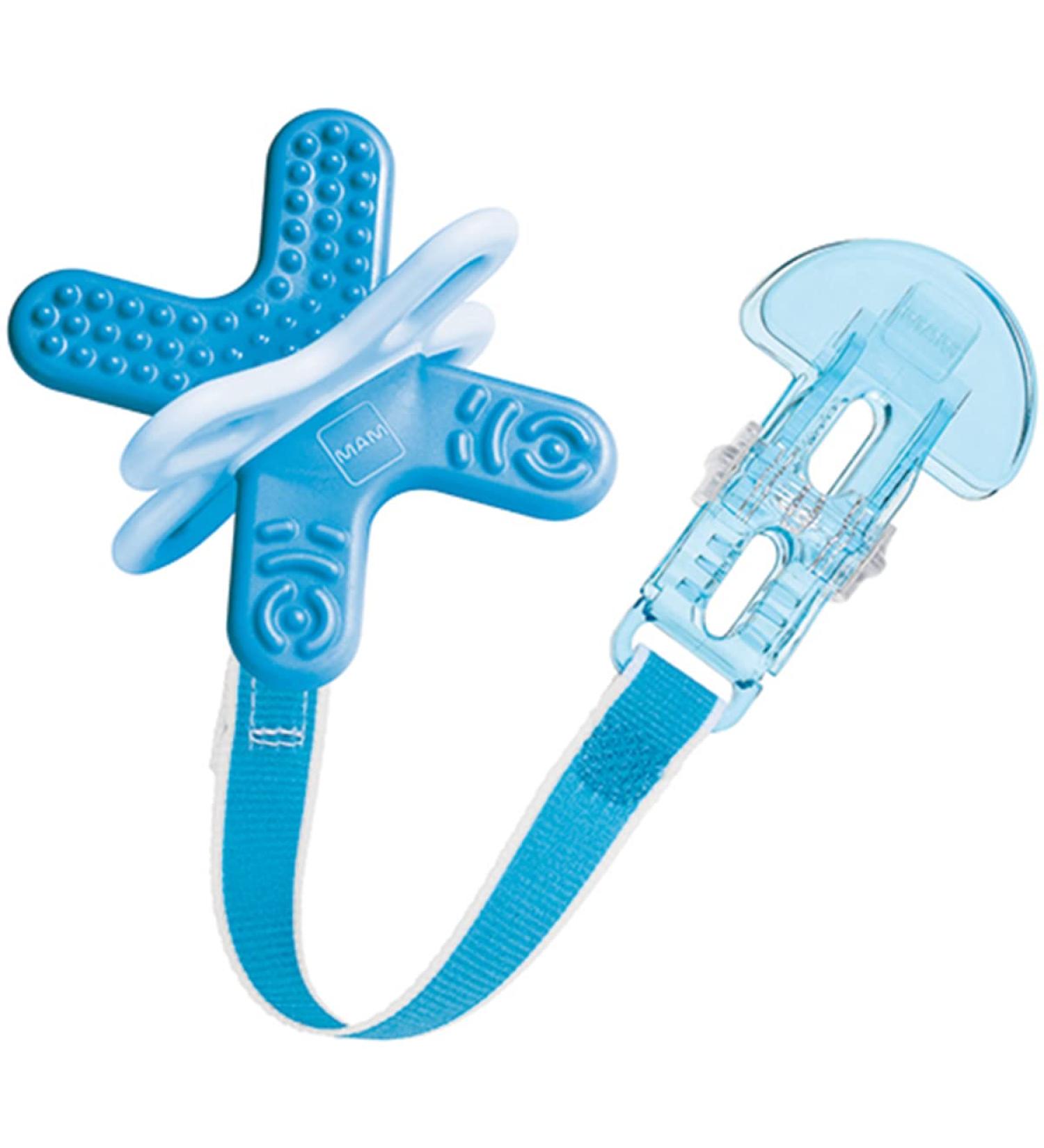 Bite and Relax Teether with Clip - Blue | Promotes Dental Hygiene | Soothes Painful Gums | 4+ Months - Buy Online on SooperMarket.com
