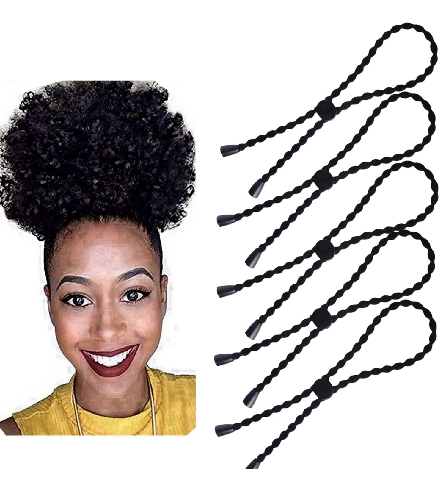 Adjustable Afro Puff Ponytail Ties for Natural Curly Hair Styles - 5PCS - Buy Online on SooperMarket.com