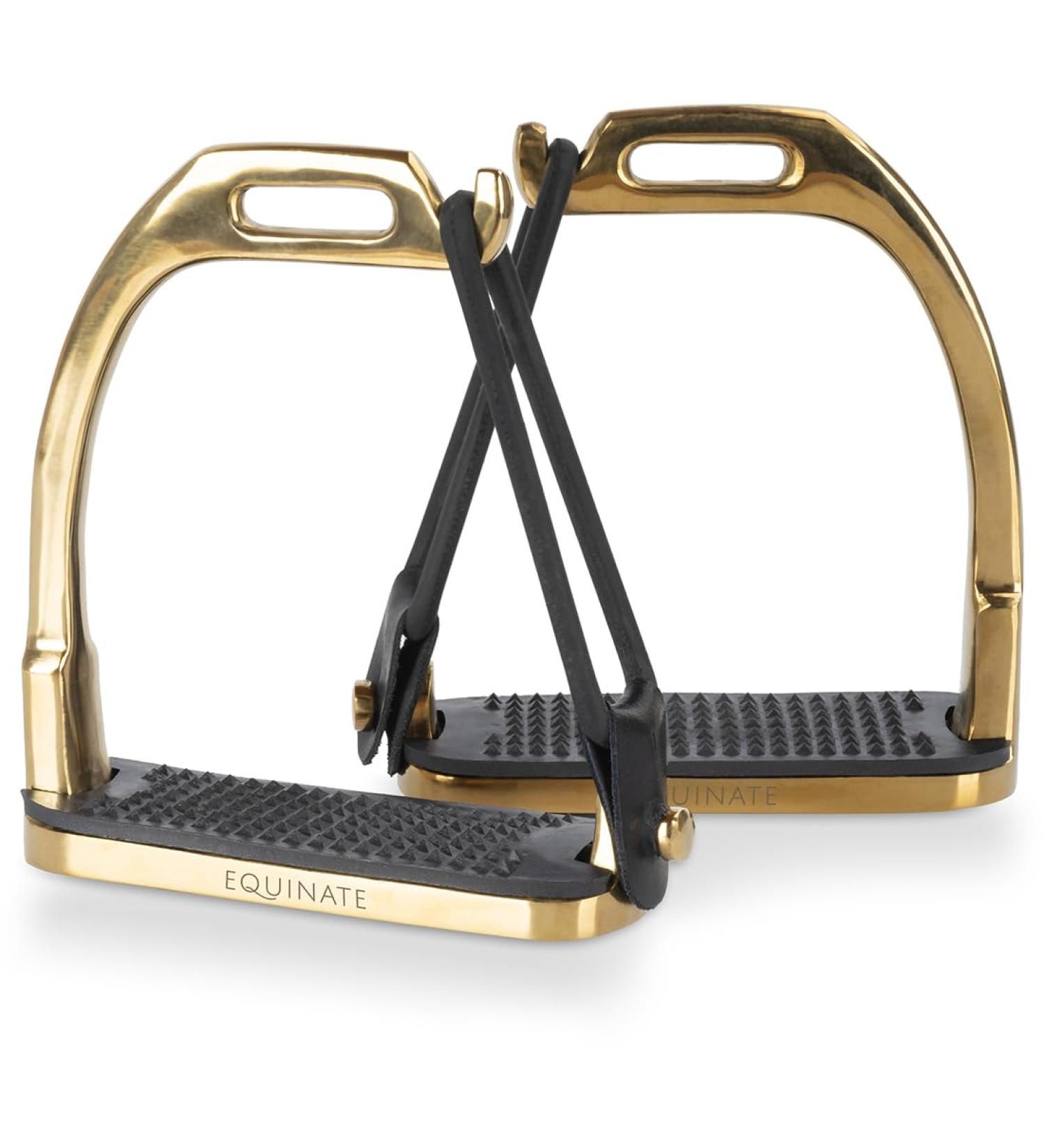 Equinate Safety Stalk Belfast 10cm Gold - Anti-Slip Rubber Tread | Stirrup for Adults & Children | Ankle Relief - 2 Pieces - Buy Online on SooperMarket.com