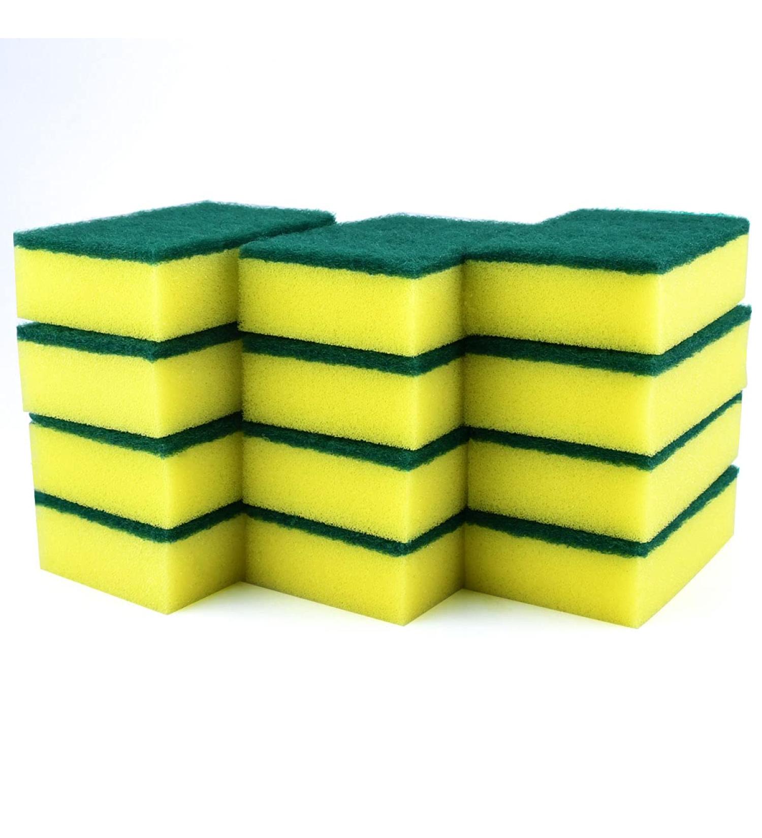 Heavy Duty Scrub Sponge 12pcs Kitchen Scrubbing Sponges 3.9 2.8 1.2inch Cellulose Sponge Cleaning Sponge Scourers Multi-Use for Kitchen Bathroom Furniture Dishes Car - Buy Online on SooperMarket.com