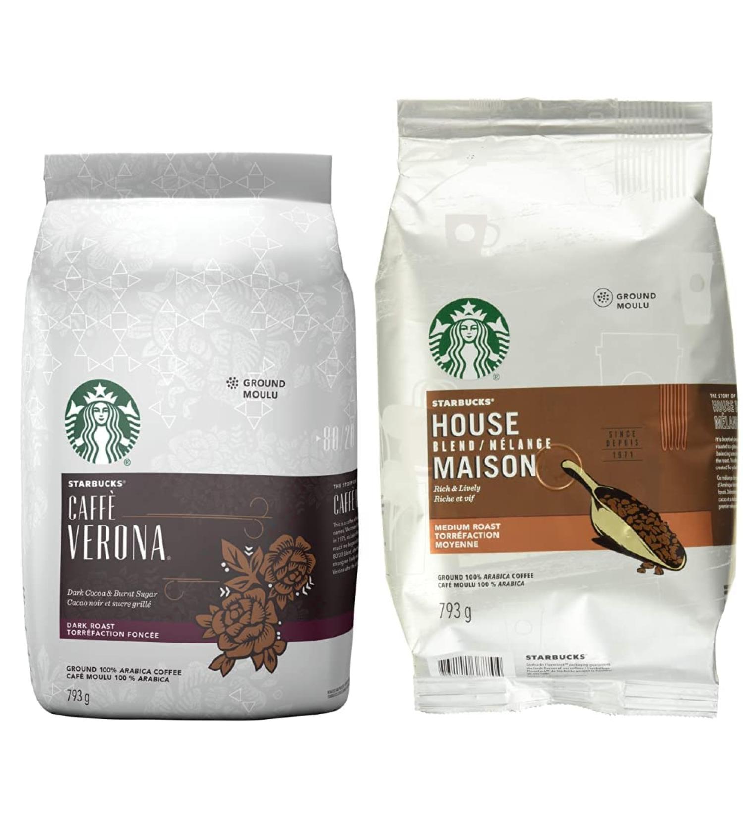 Starbucks Caff Verona Ground Coffee Dark Roast 793 Grams & Ground Coffee House Blend 793 Grams - Buy Online on SooperMarket.com