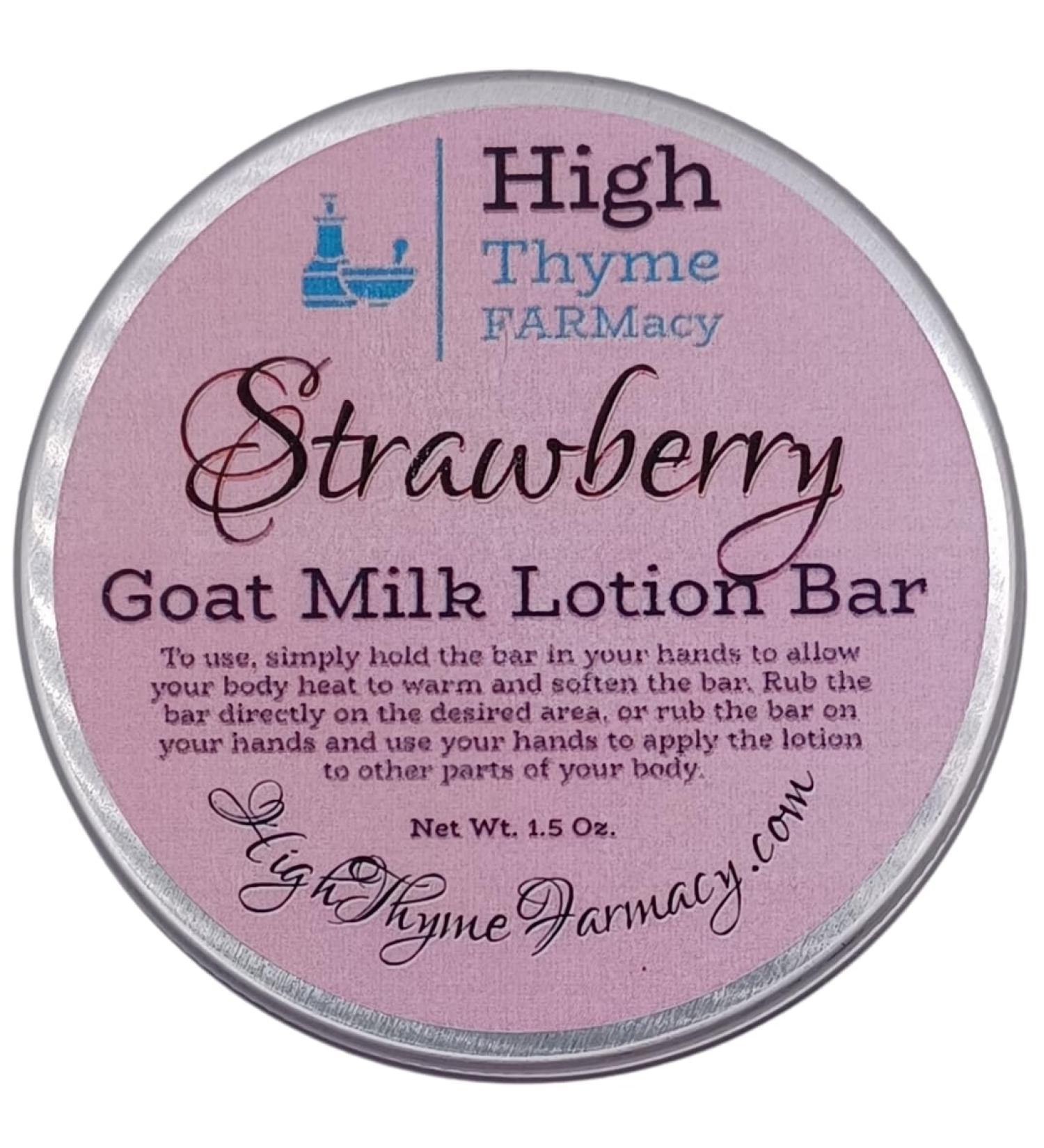 Strawberry Lotion Bar - Hydrating Goat Milk Lotion for Dry Skin | Eco-Friendly Beeswax Solid Lotion | Travel-Friendly Zero Waste Hand Care - Buy Online on SooperMarket.com