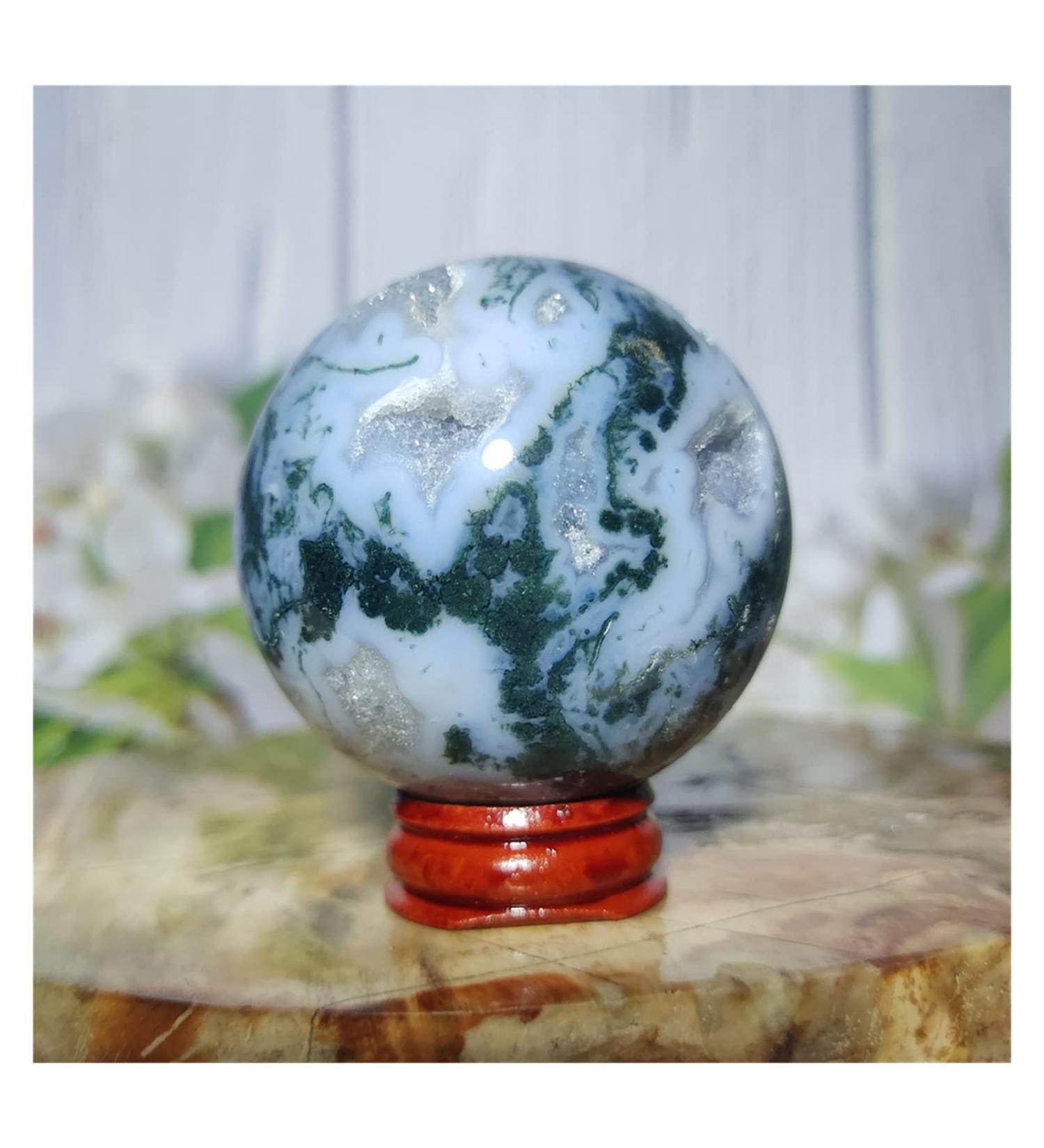 Natural Crystal Rough Natural Sphere Natural Aquatic Agate Ball Moss Sphere Quartz Crystal Geode Feng Shui Reiki Home Decoration 1pc (Color : 280-290g) - Buy Online on SooperMarket.com