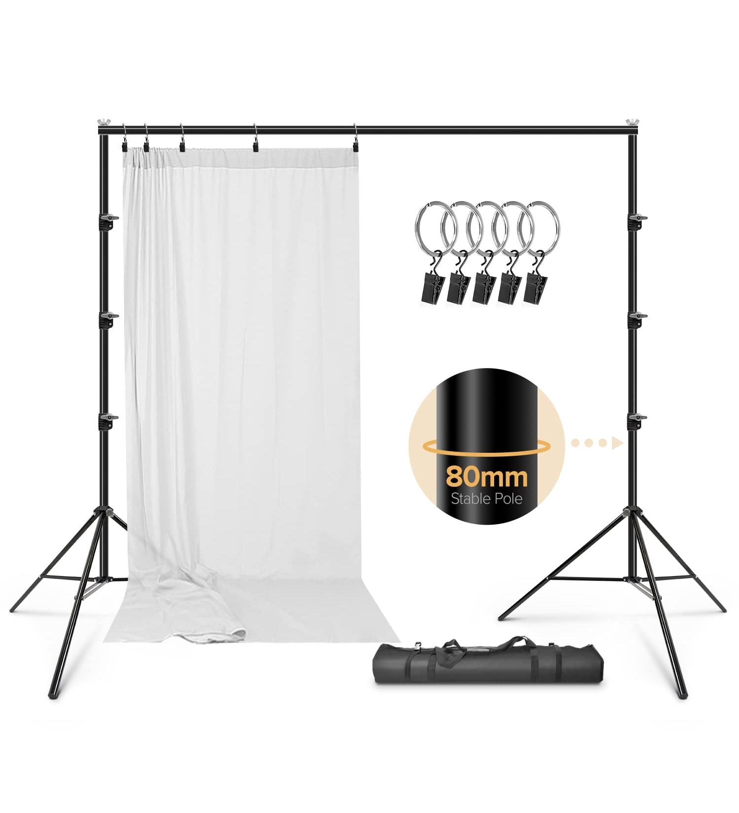 10x9.6ft Heavy Duty Background Support System | Curtain Style Backdrop Stand for Photography and Events | Sturdy Frame with Ring Holder Clips - LimoStudio AGG3003 - Buy Online on SooperMarket.com