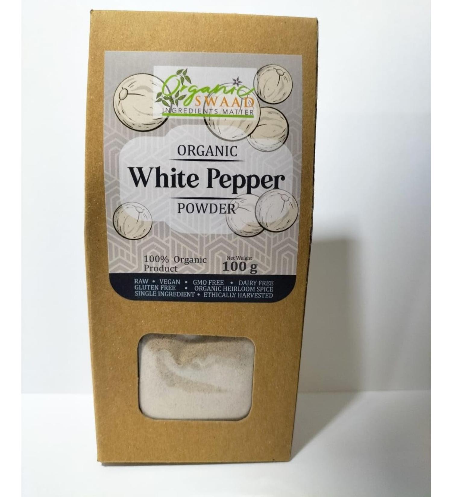 Organic Swaad Organic White Pepper Powder 100g - Sri Lanka
