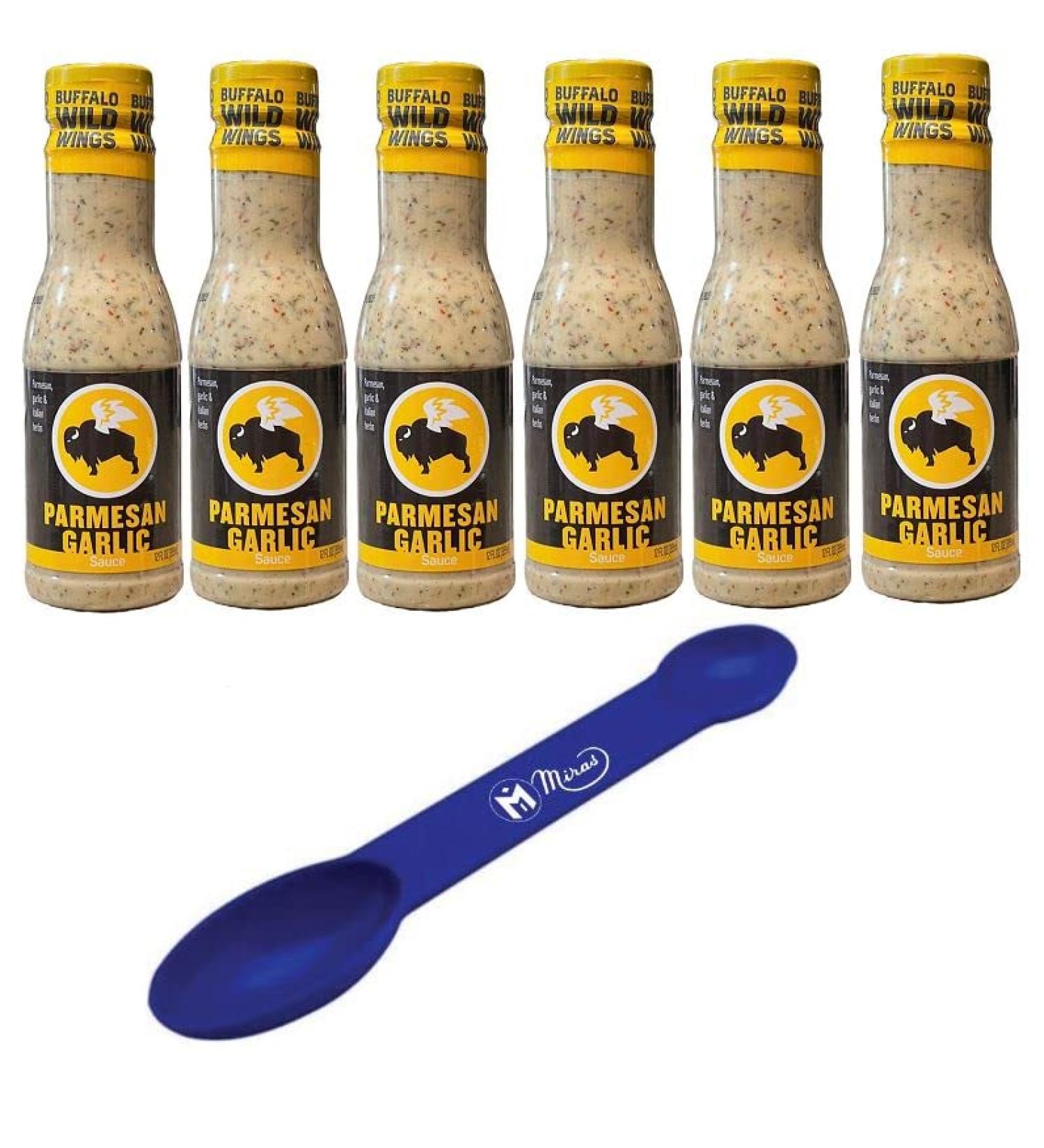 (Pack of 6) Buffalo Wild Wings Parmesan Roasted Garlic Sauces 12 fl oz with Free Miras Trademark 2-in-1 Measuring Spoon - Buy Online on SooperMarket.com
