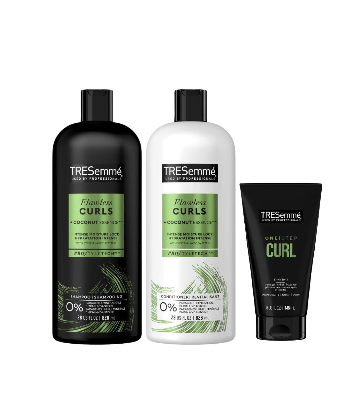 TRESemm Flawless Curls Bundle Pack Shampoo/Conditioner & Curl Cr me for curly frizzy hair (2x 828ml 1x 148ml) - Buy Online on SooperMarket.com
