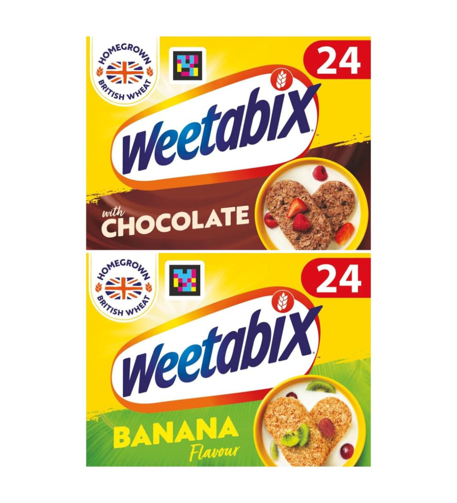 Cereal Wheat Bundle Containing Weetabix Chocolate 24pk 520g & Weetabix Banana Cereal 24pk 540g (2 Pack) - Buy Online on SooperMarket.com