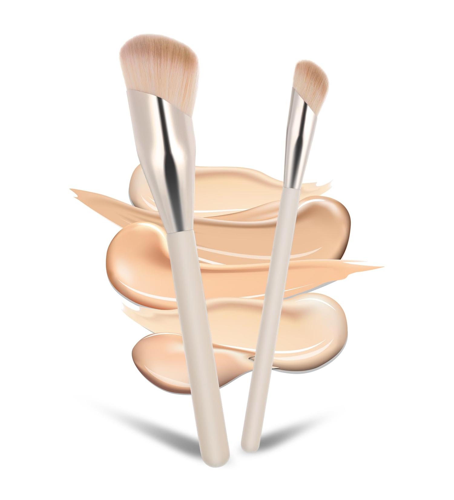 Bewudy 2 Pcs Concealer Brush Angled Concealer Brushes for Under Eye Precision Face Blending Blush Brush Foundation Concealer for Dark Circles Make up Nose Contour Brush Applicator - Buy Online on SooperMarket.com