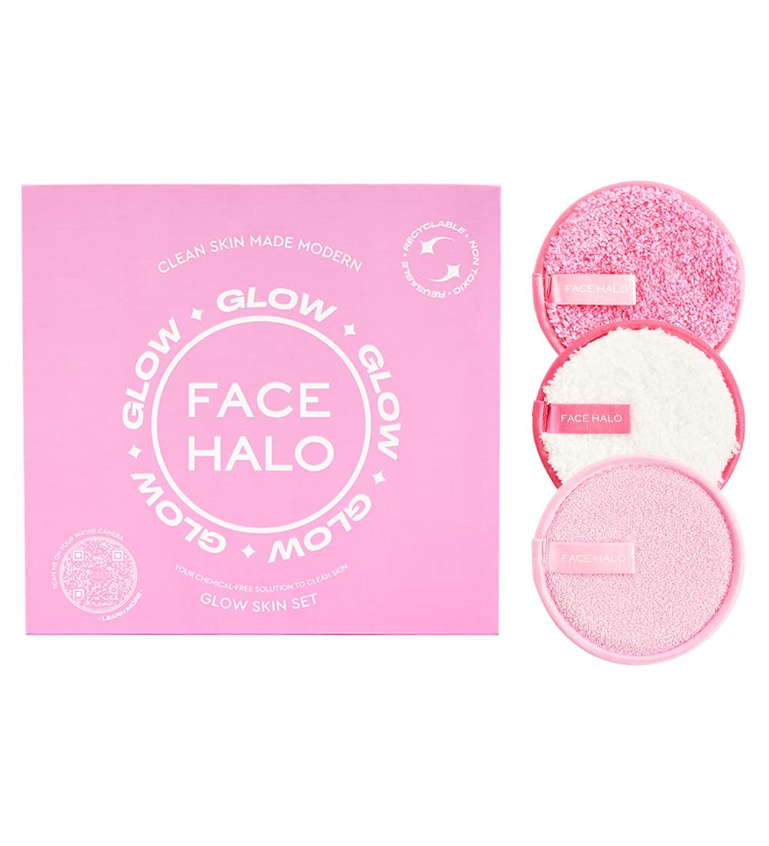 Face Halo Glow Skin Set - 3 Step Reusable Pads for Effective Cleansing, Exfoliation, and Glowing Skin - Buy Online on SooperMarket.com