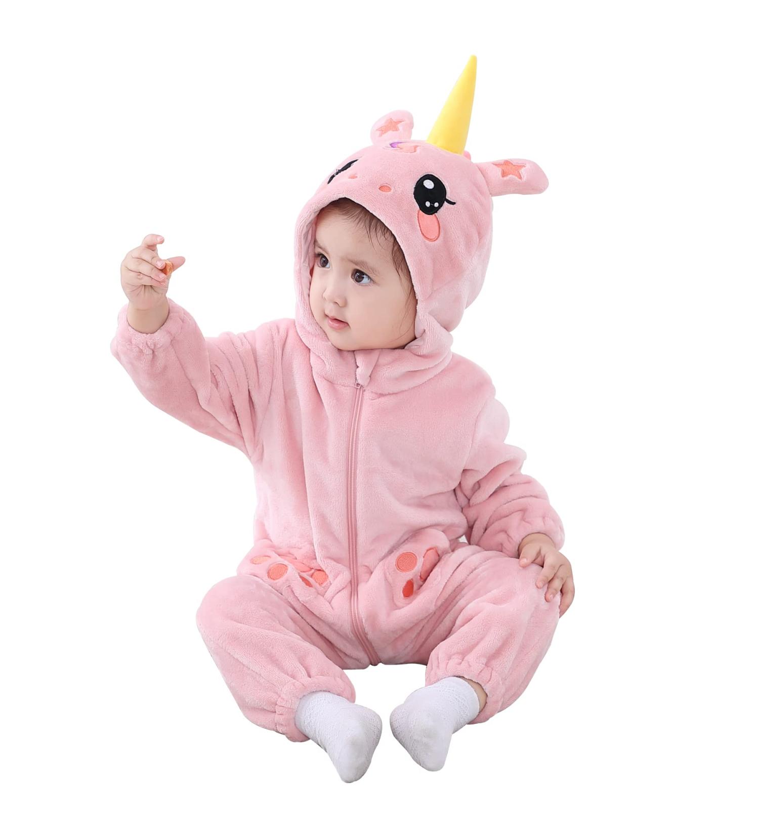 Doladola Unisex Baby Unicorn Romper | Flannel One Piece Pyjamas 6-12 Months - Buy Online on SooperMarket.com
