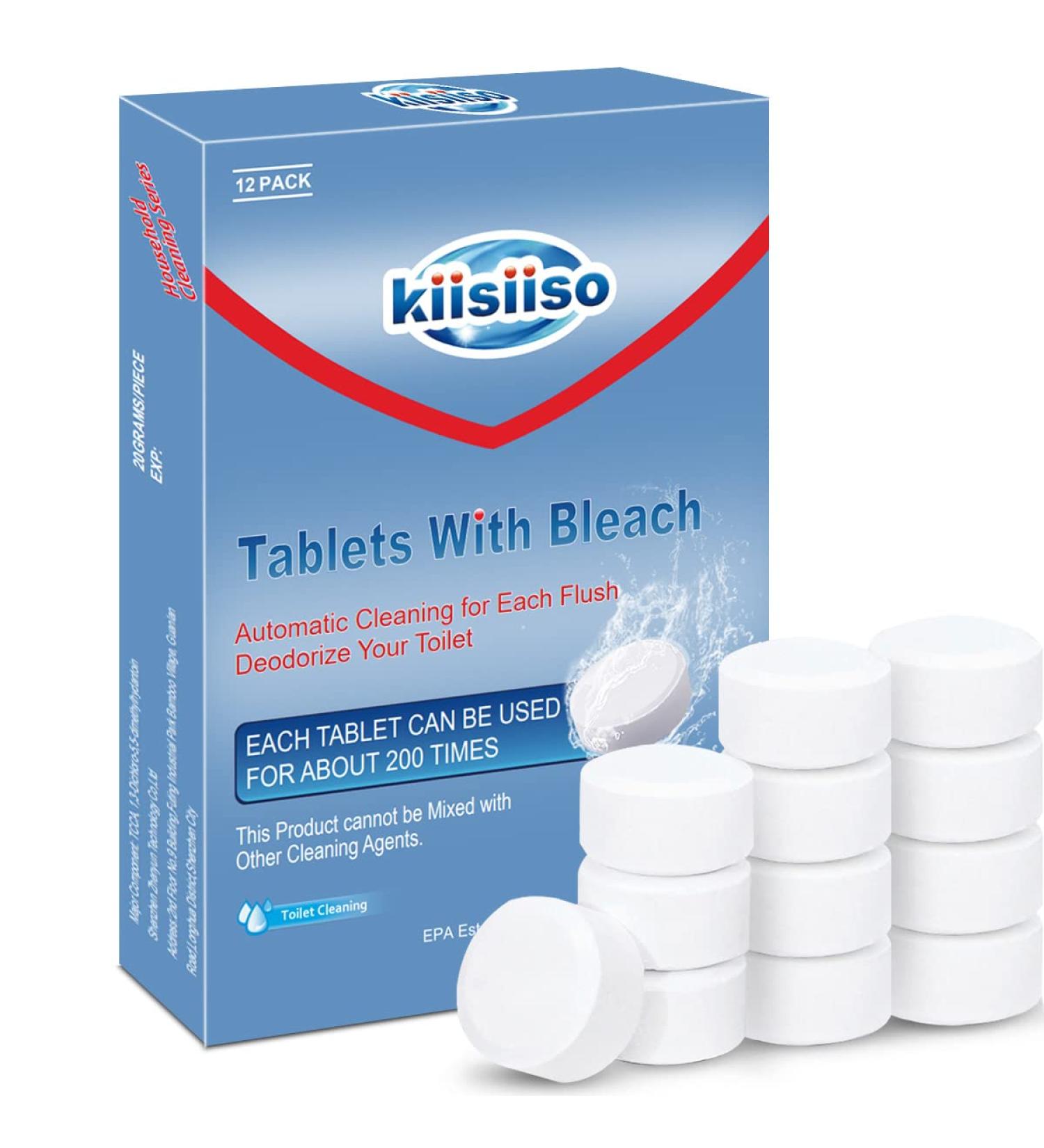 KIISIISO 12-Pack Toilet Bowl Cleaner Tablets - Automatic Tank Cleaner with Sustained Release Technology for White Bathroom - Buy Online on SooperMarket.com
