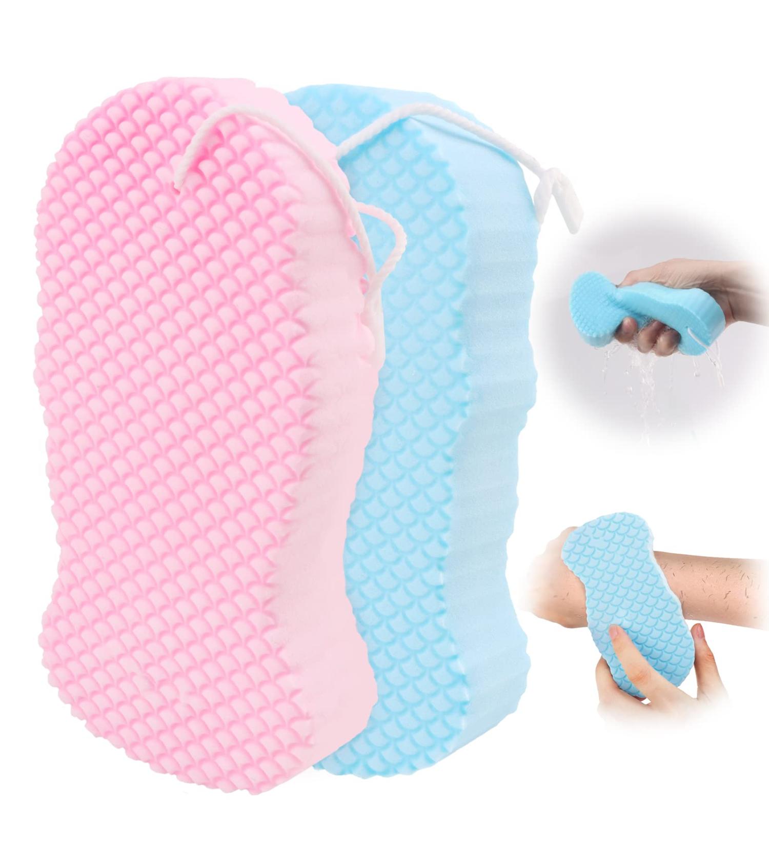 Soft Exfoliating Bath Sponge Set for Dead Skin Removal - 2 Pack (Pink & Blue) - Buy Online on SooperMarket.com