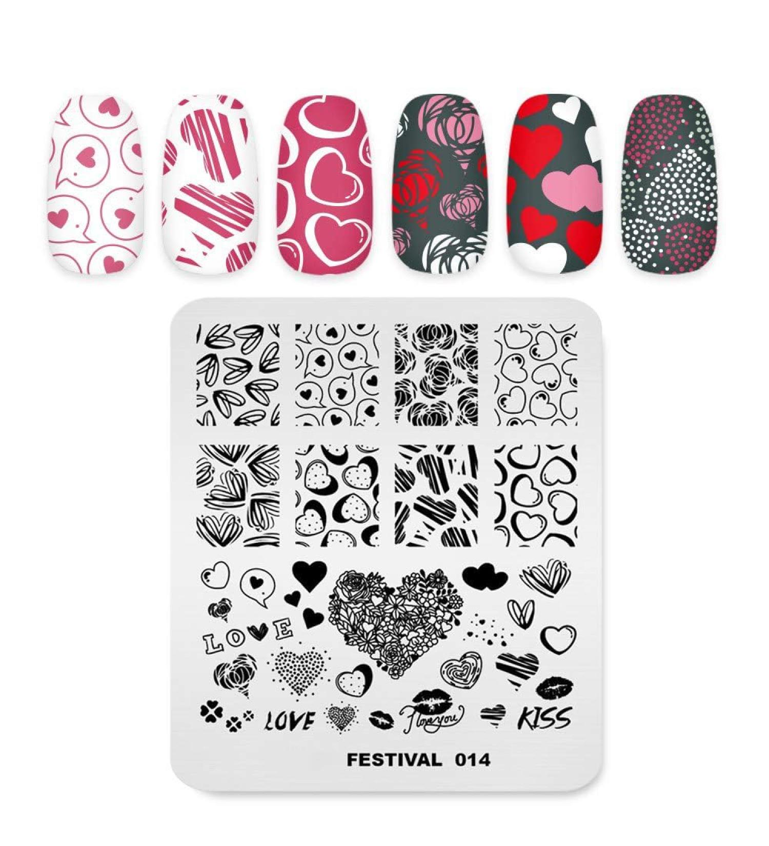 Alexnailart Stamping Plate Heart Template - Nail Art Tools (FE014) - Buy Online on SooperMarket.com