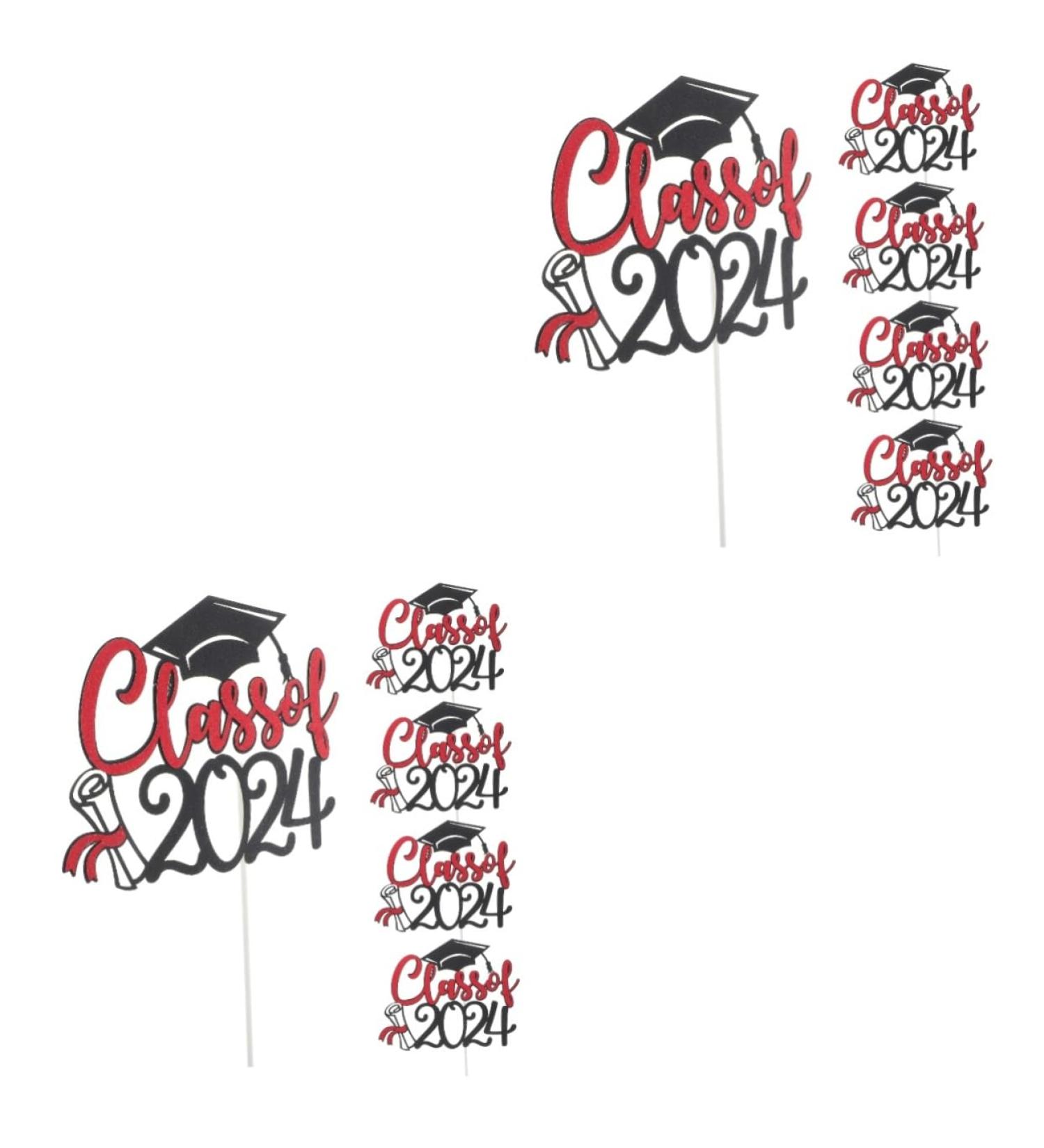 Warmhm 10 Sets Cake Insert Decor Party Supplies Graduation Cake Toppers Graduation Cupcake Topper Cake Picks Grad Cupcake Toppers European and American Plug-in Red Paper Redx2pcs 16.00X13.00X0.10CMx2pcs - Buy Online on SooperMarket.com