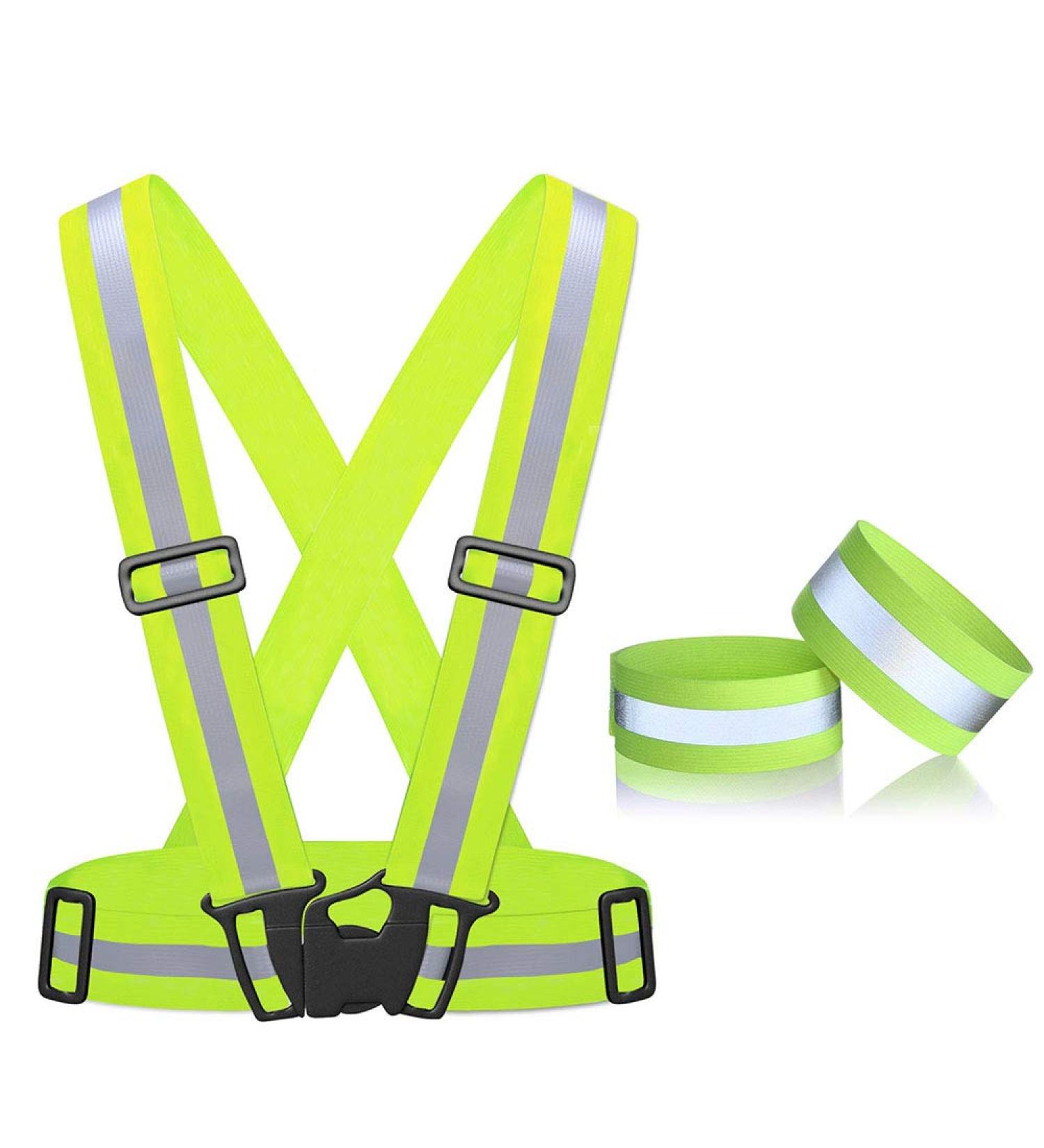 Adjustable High Visibility Reflector Vest for Biking & Jogging | Safety Vest with Strap Bracelet for Men & Women - Buy Online on SooperMarket.com