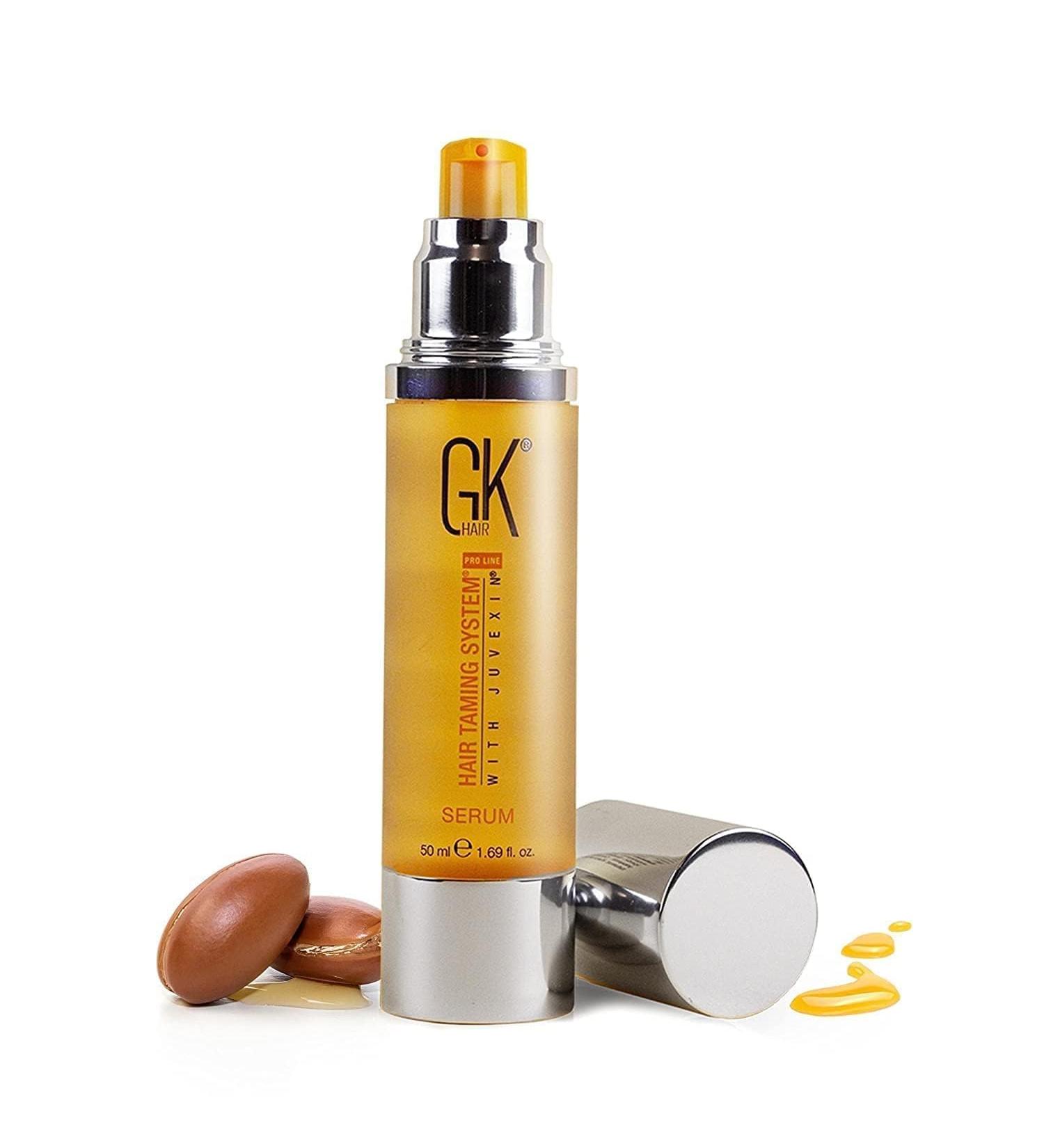 GK Hair Global Keratin Serum 50ml - 100% Organic Argan Oil for Frizz Control Heat Protection & Strengthening - Hair Repair Solution - Buy Online on SooperMarket.com