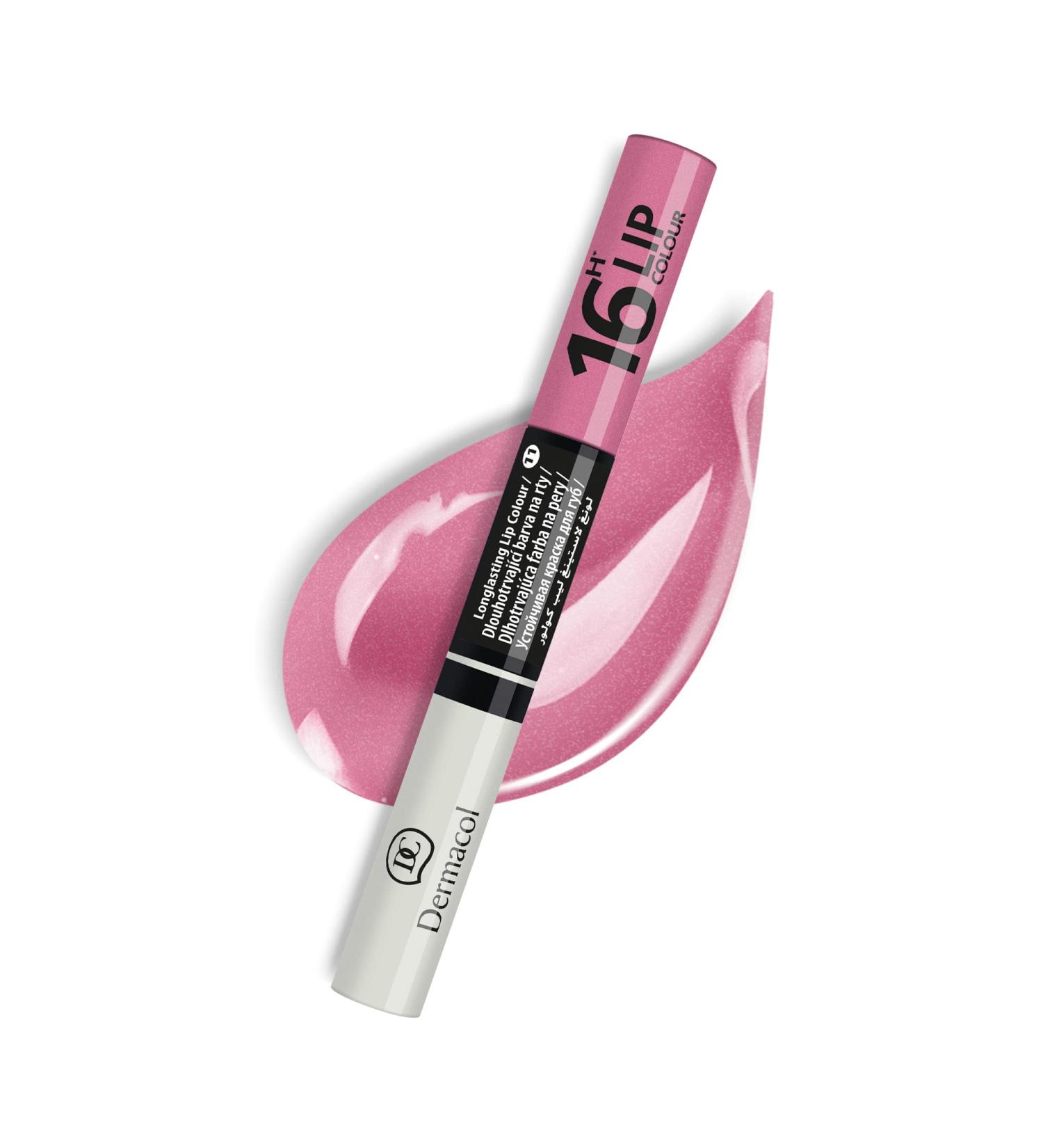 Dermacol 16-Hour Lip Colour Glossy Lip Stain Plumper - Shimmering Light Pink 7.1 mL - Buy Online on SooperMarket.com