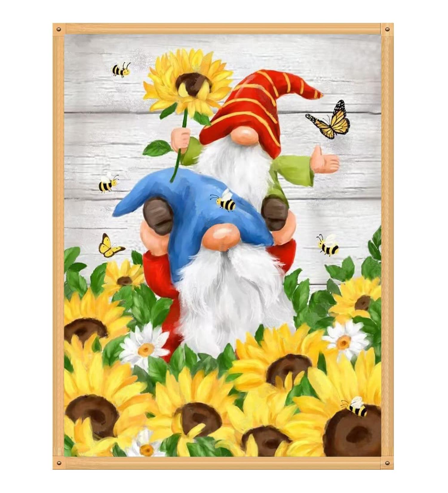 Gnomes Stamped Cross Stitch Kit for Beginners - Floral Needlepoint Patterns | Dimensions Needlecrafts Embroidery Kit | Arts and Crafts - Buy Online on SooperMarket.com