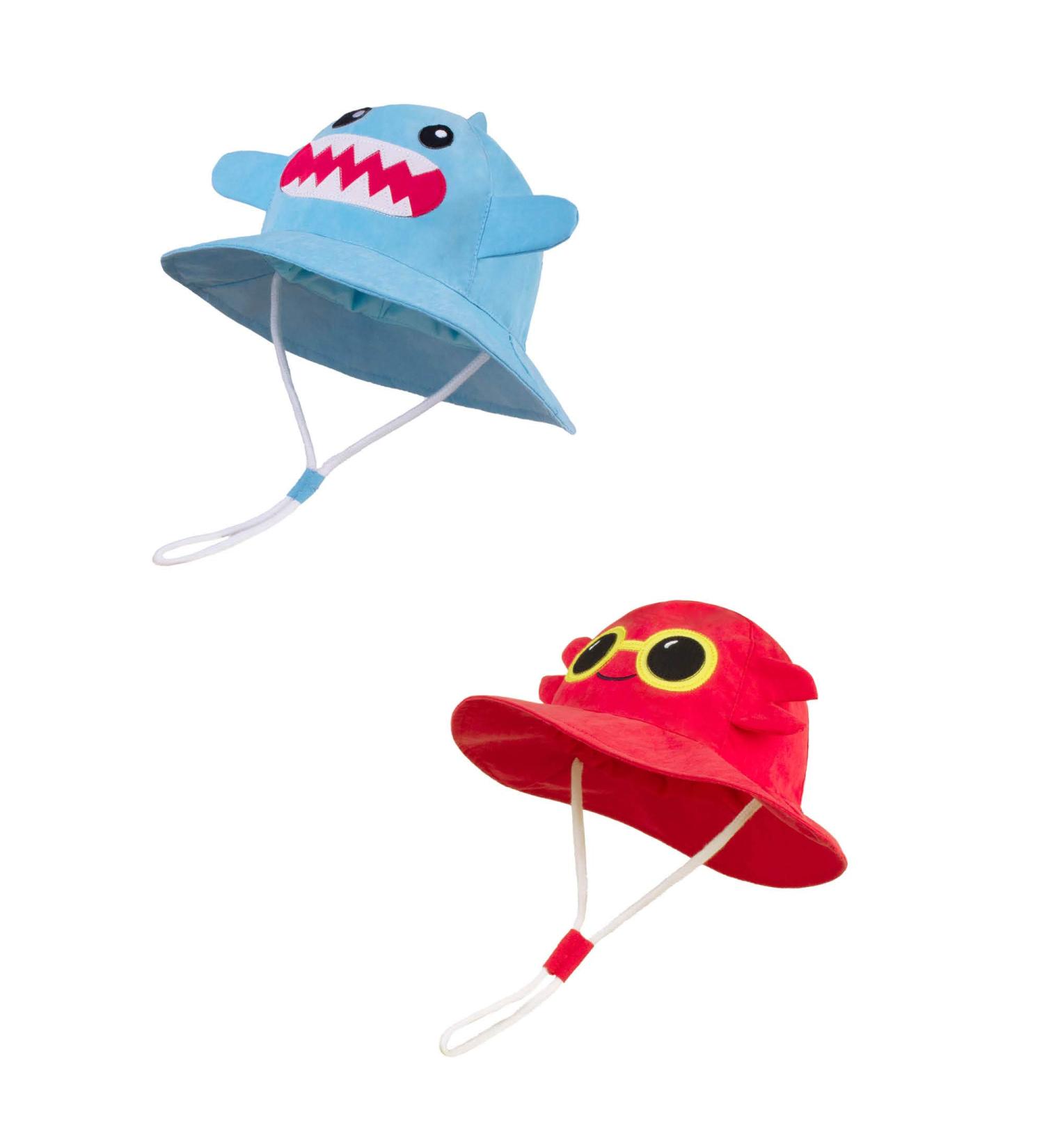 LANGZHEN Beach Sun Protection Hat for Baby Girls 2-4 Years | Wide Brim Toddler Kids Play Hat with Chin Strap | Shark-crab Design - Buy Online on SooperMarket.com