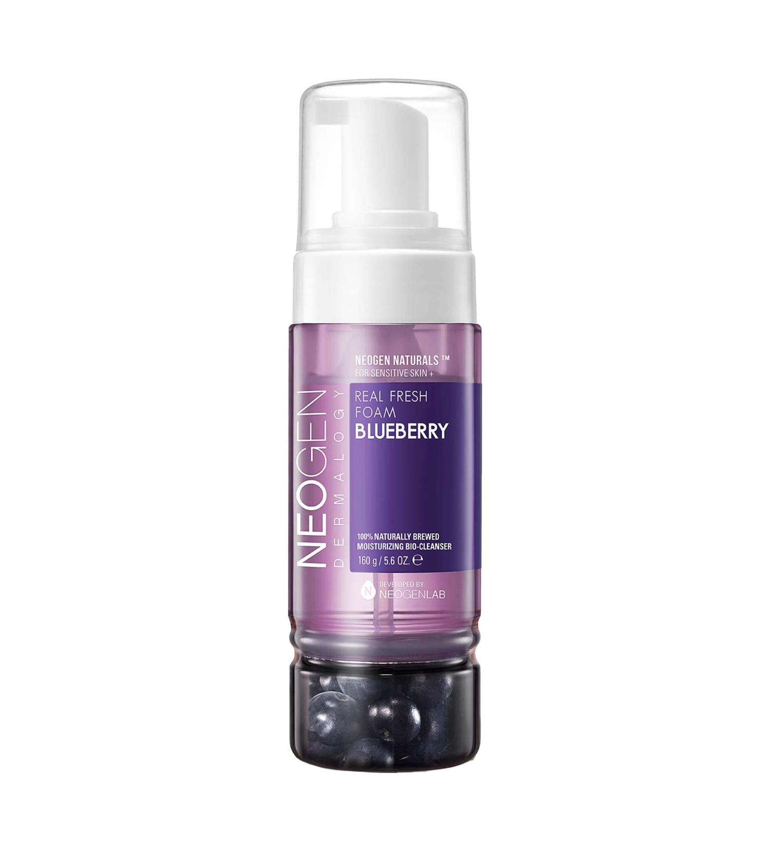 NEOGENLAB DERMALOGY Real Fresh Foam Cleanser Blueberry 5.6 Fl Oz - Hydrating Korean Skin Care - Buy Online on SooperMarket.com