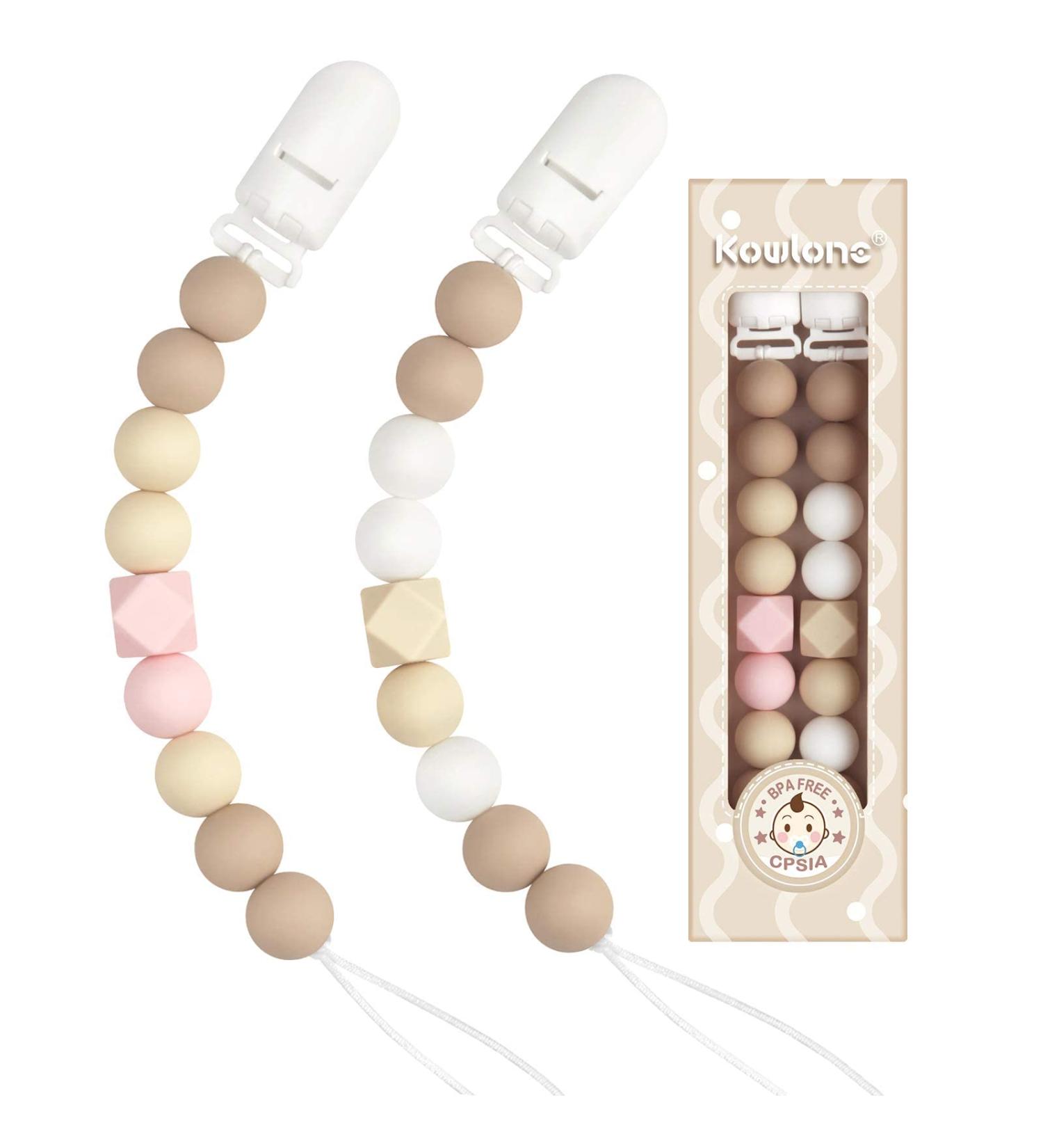 Kowlone Dummy Clips: Soother Pacifier Chain Holder for Boys & Girls - Unisex Newborn Dummies - Buy Online on SooperMarket.com