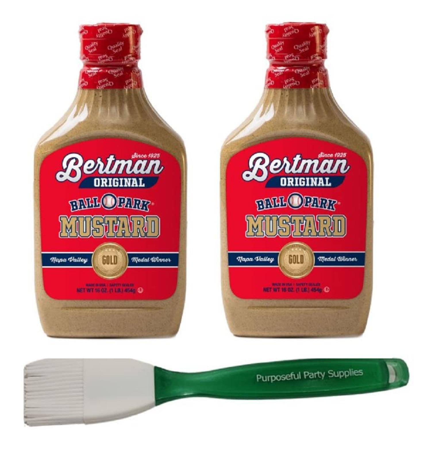 Bertman Ball Park Mustard 2-Pack with Basting Brush - Spicy Brown Mustard - Buy Online on SooperMarket.com