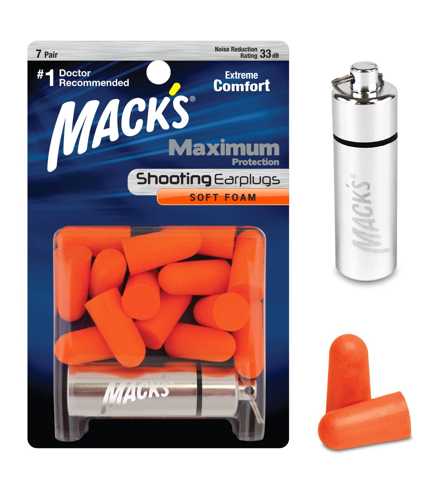 Mack's Maximum Protection Soft Foam Shooting Ear Plugs - 33 dB NRR for Hunting & Shooting - 7 Pairs with Travel Case - Buy Online on SooperMarket.com