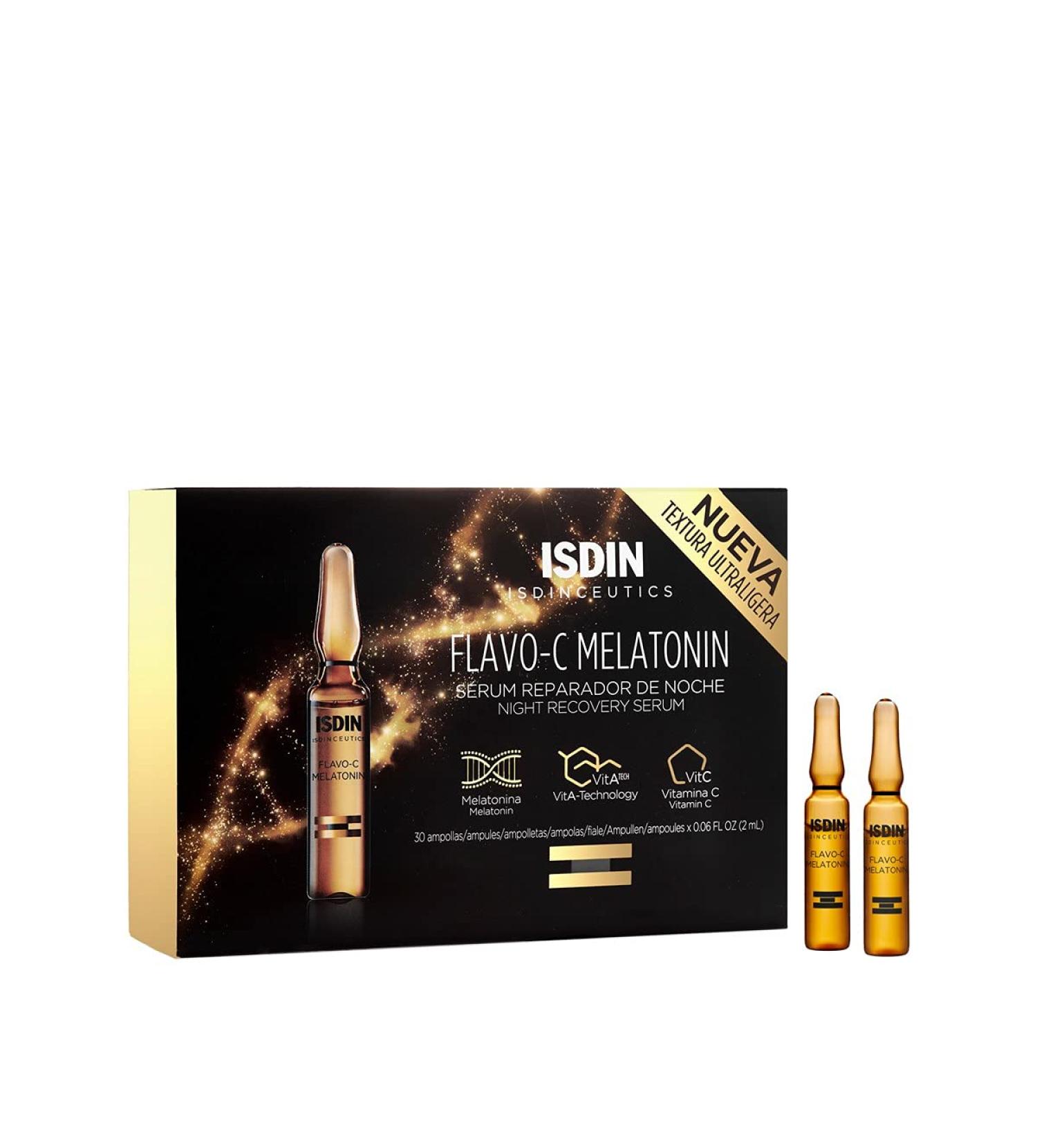 ISDIN Isdinceutics Flavo-C Melatonin Night Repair Serum (30 ampoules) | stimulates the antioxidant defences of the skin 60 ml (Pack of 1) - Buy Online on SooperMarket.com