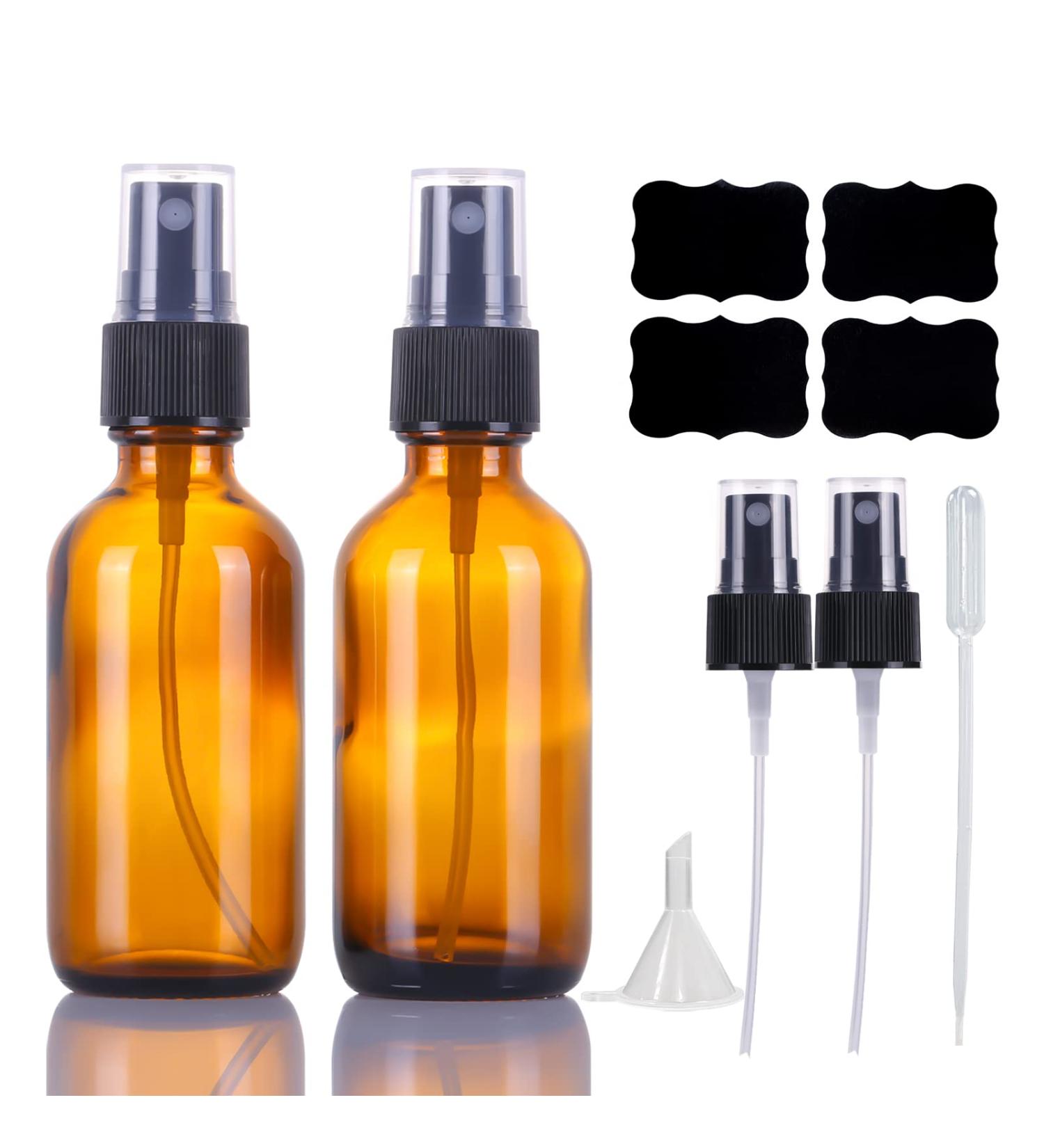 60ml Brown Spray Bottles - Refillable Travel Fine Fog Spray for Hair Cleaning Aromatherapy & Essential Oils - Set of 2 Amber Bottles - Buy Online on SooperMarket.com