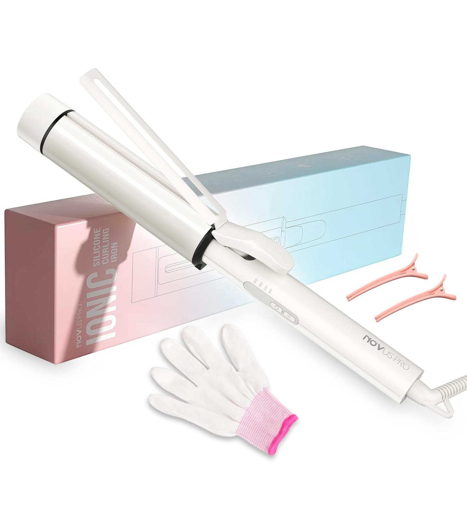 1.5 Inch Extra Large Curling Wand for Long Hair - Ceramic Tourmaline Barrel & 40 Million Negative Ions - Includes 2 Clips & Heat-Resistant Glove - Buy Online on SooperMarket.com