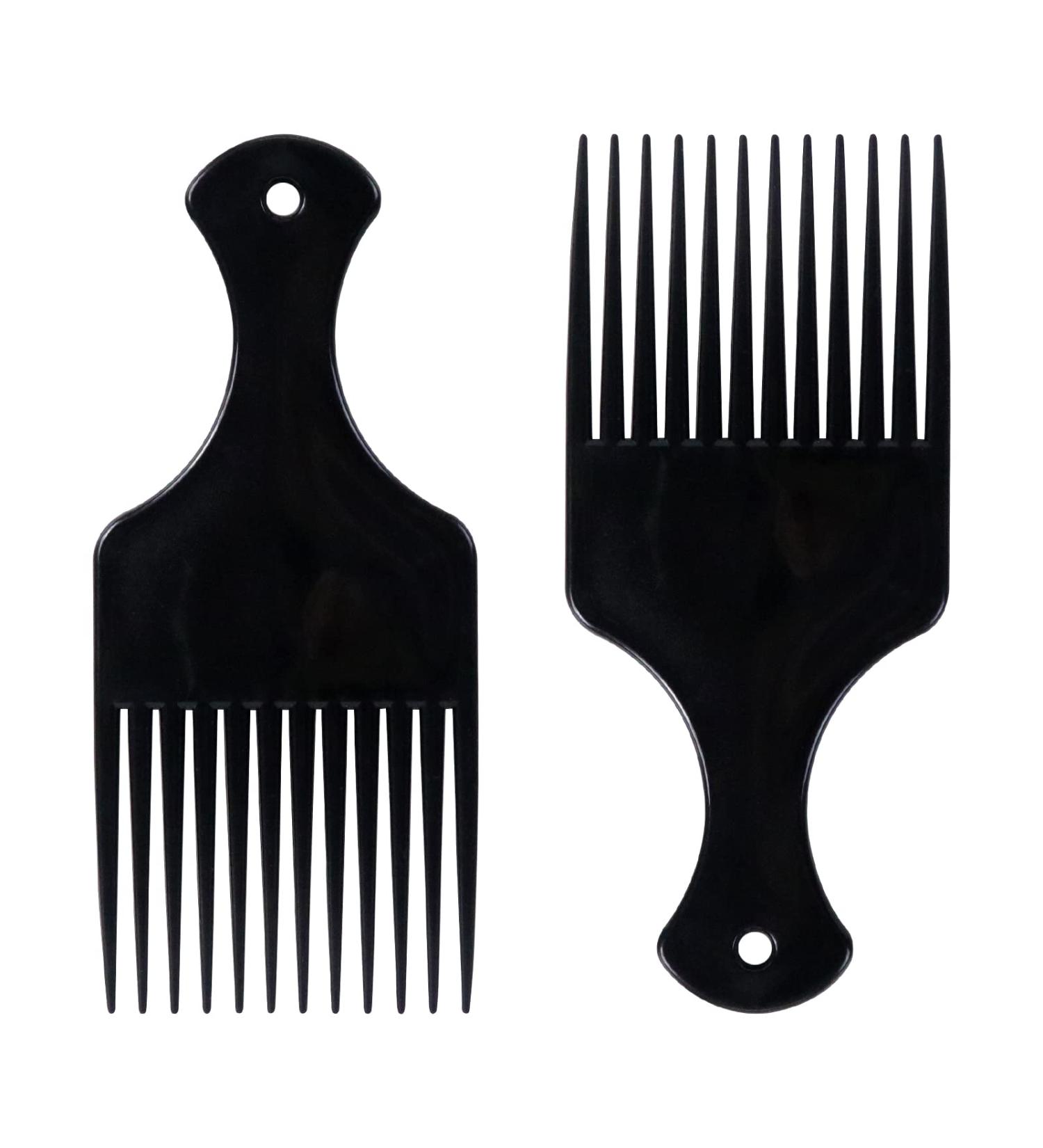 Sularpek 2 Pcs Afro Hair Comb Black Plastic Afro Hair Comb Hair Hair Pick Comb Smooth & Sturdy Wide Tooth Plastic Afro Pick for Detangling And Styling Curly Wavy Frizzy And Afro Hair - Buy Online on SooperMarket.com